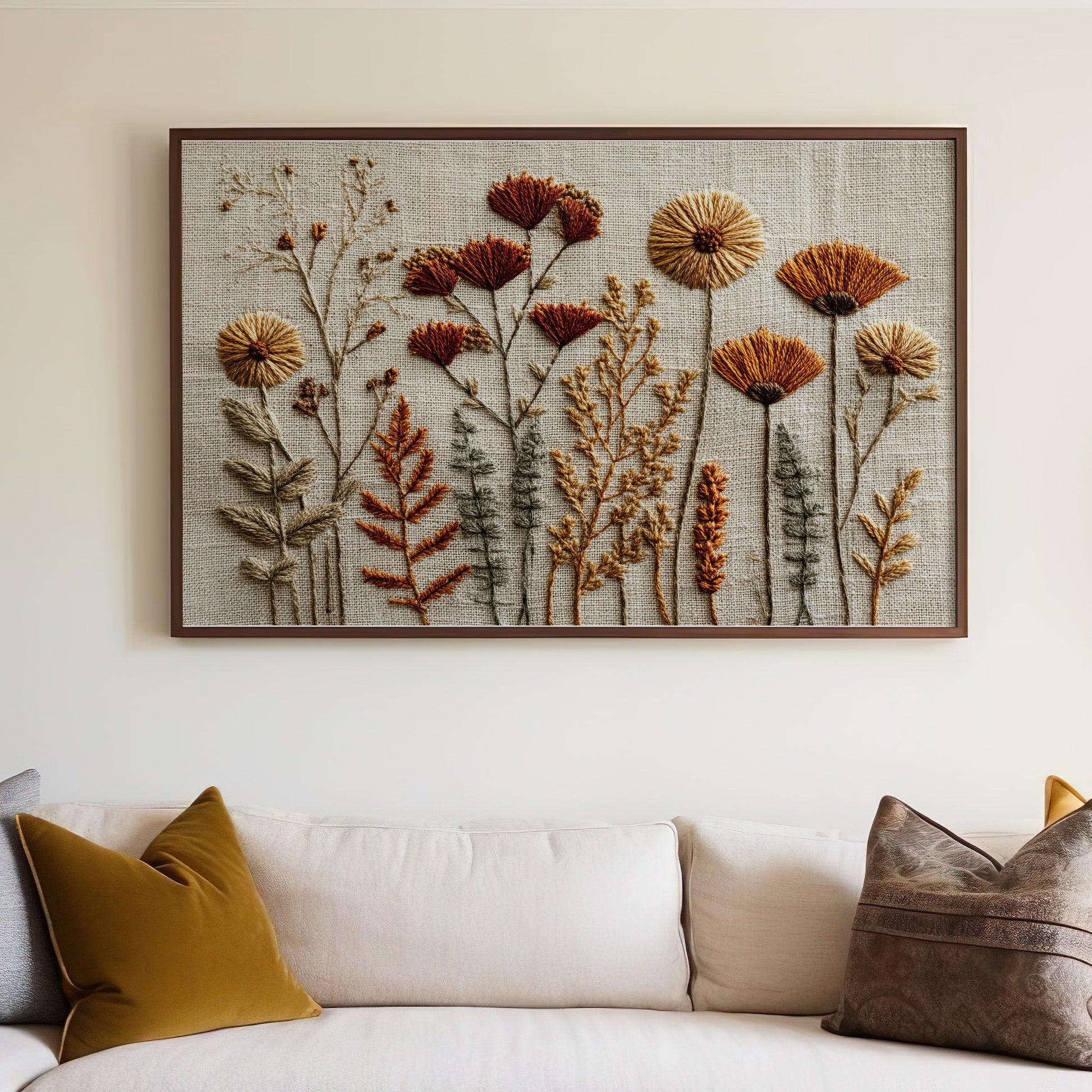 Handcrafted Colorful Wildflower Embroidery Wall Decor