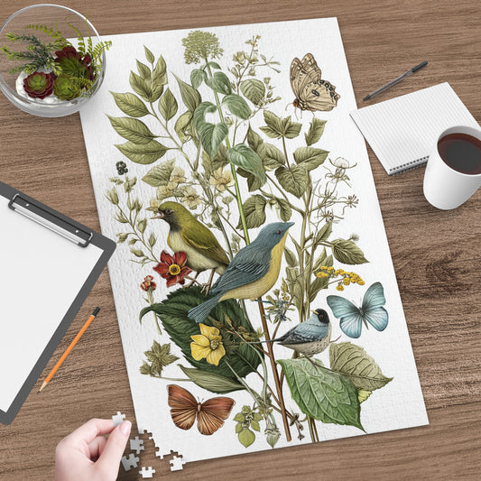 Colorful Ornithological Illustration Puzzle with Birds