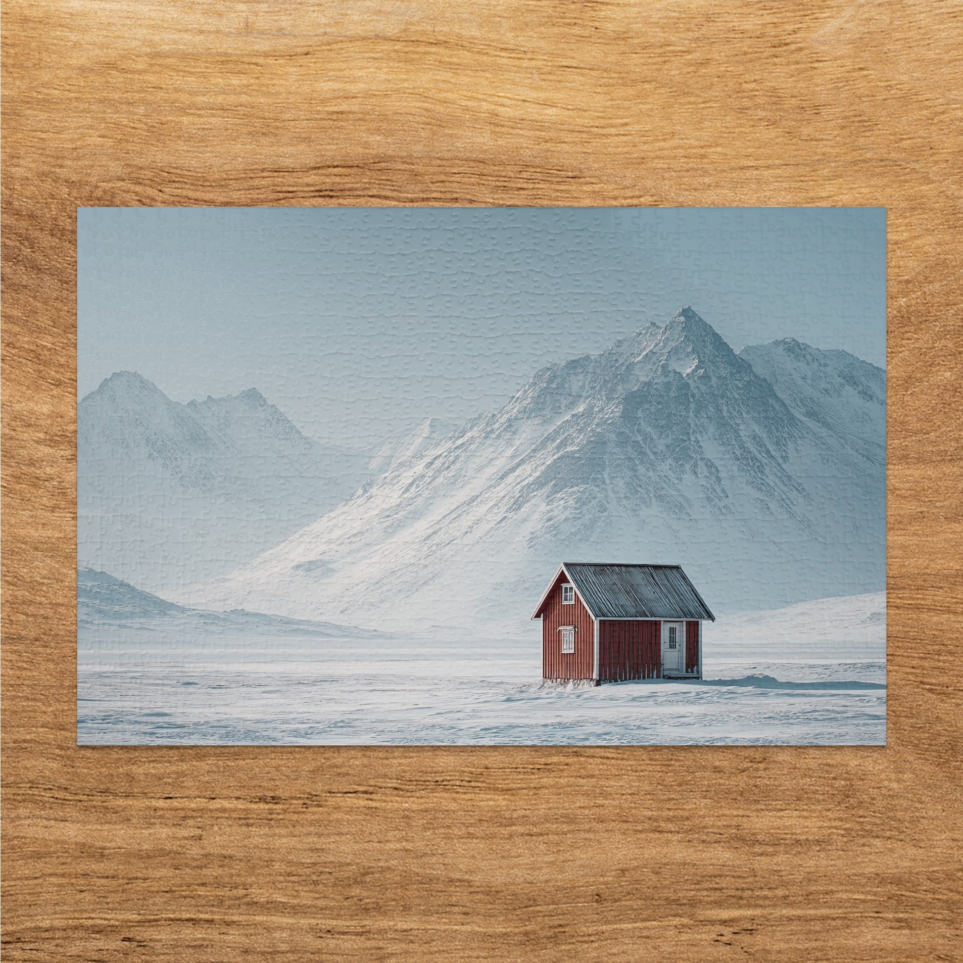 Snowy Mountain Cabin Jigsaw Puzzle Nordic Winter Scene