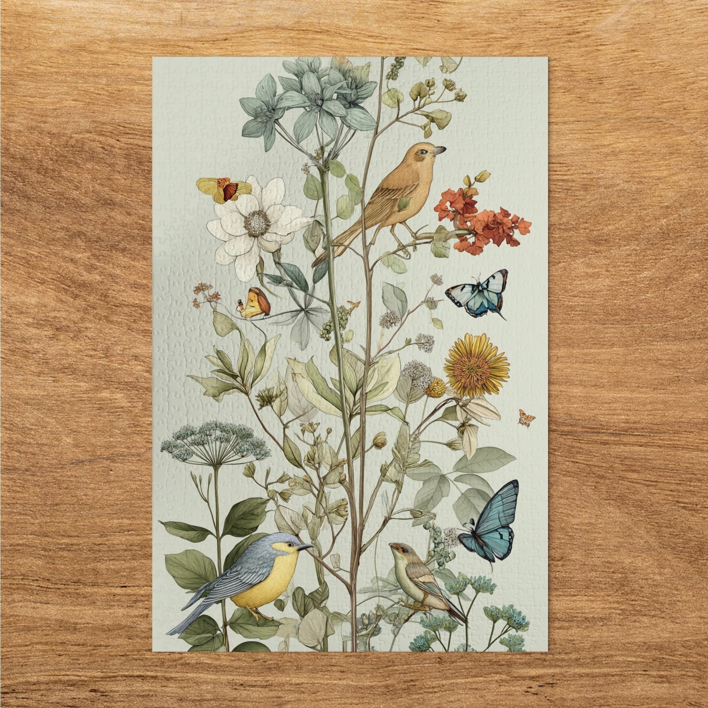 Beautiful Birds and Butterflies with Floral Design пазл