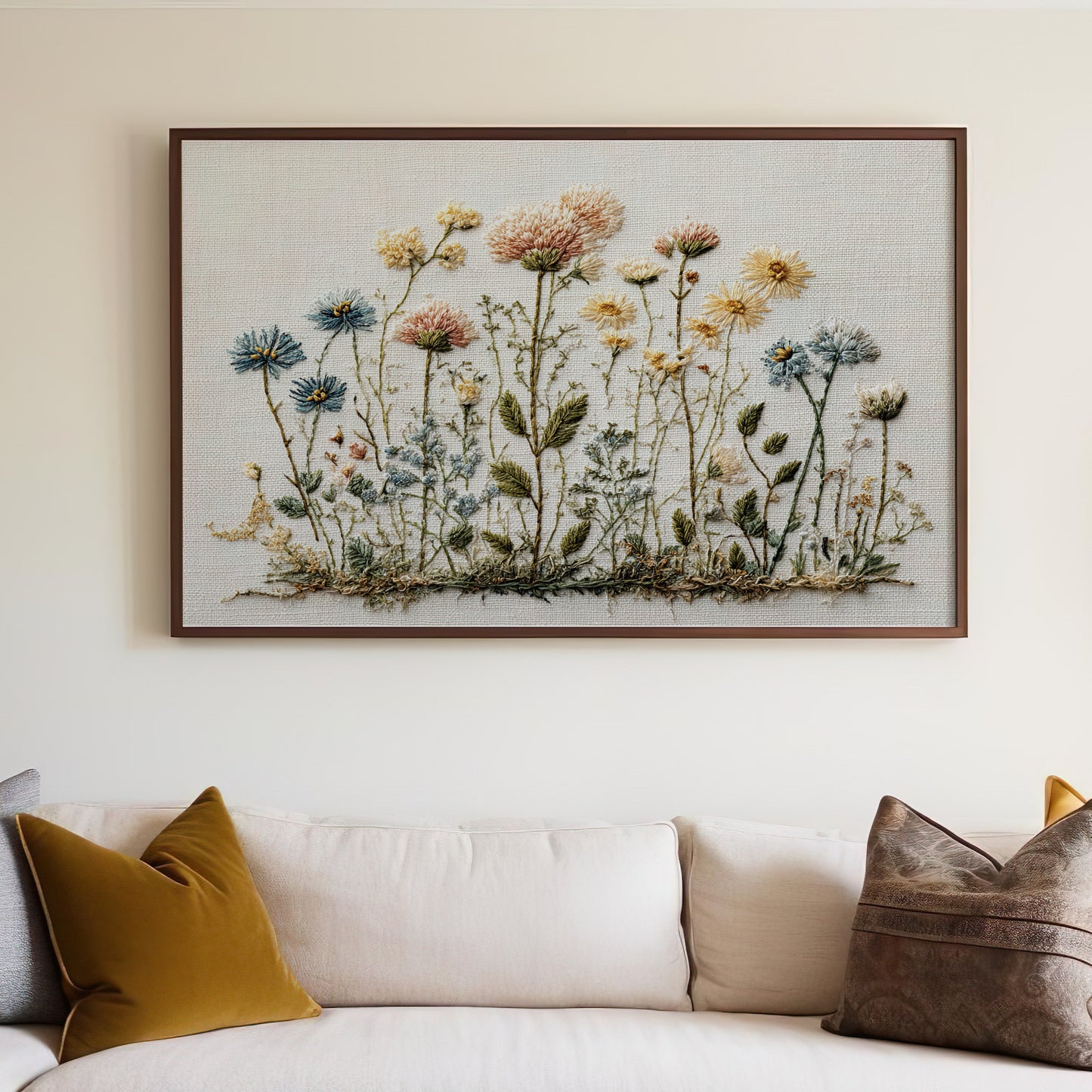 Embroidered Wildflowers Framed Botanical Art product type