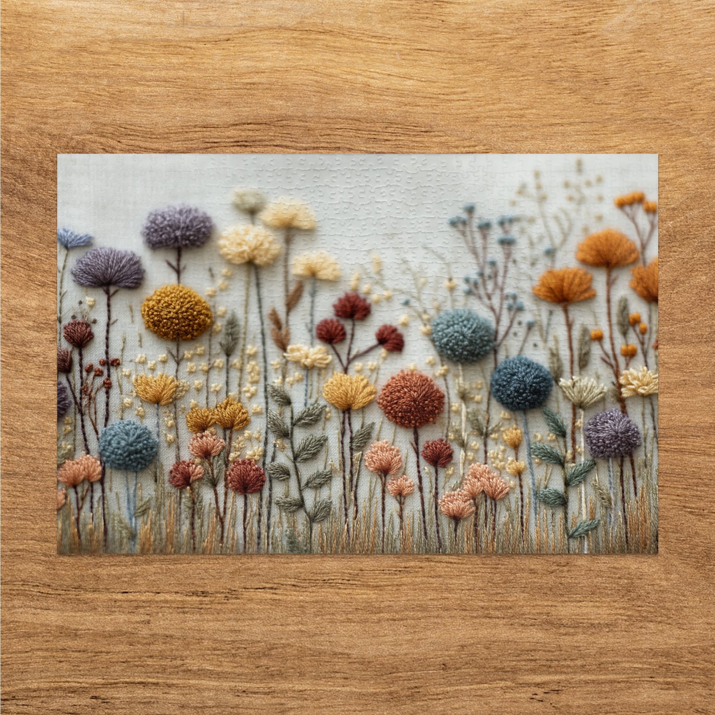 Colorful Embroidered Floral Field Jigsaw Puzzle