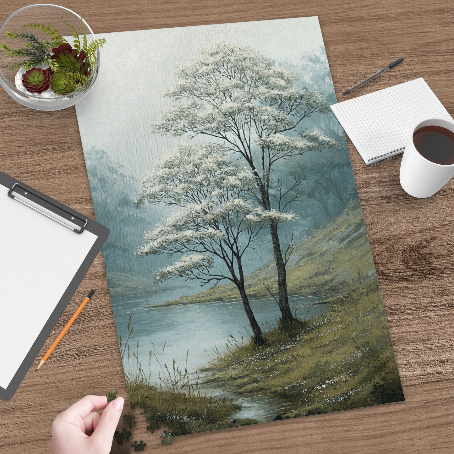 Serene Landscape Art Puzzle Featuring Tranquil Nature Scene