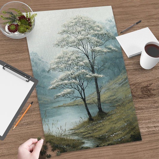 Serene Landscape Art Puzzle Featuring Tranquil Nature Scene