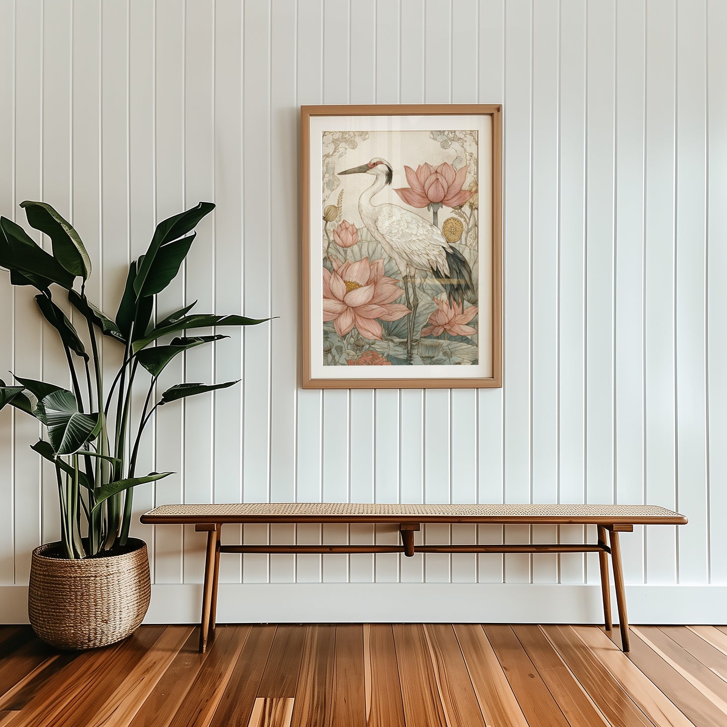 Elegant Crane and Lotus Wall Art for Stylish Decor