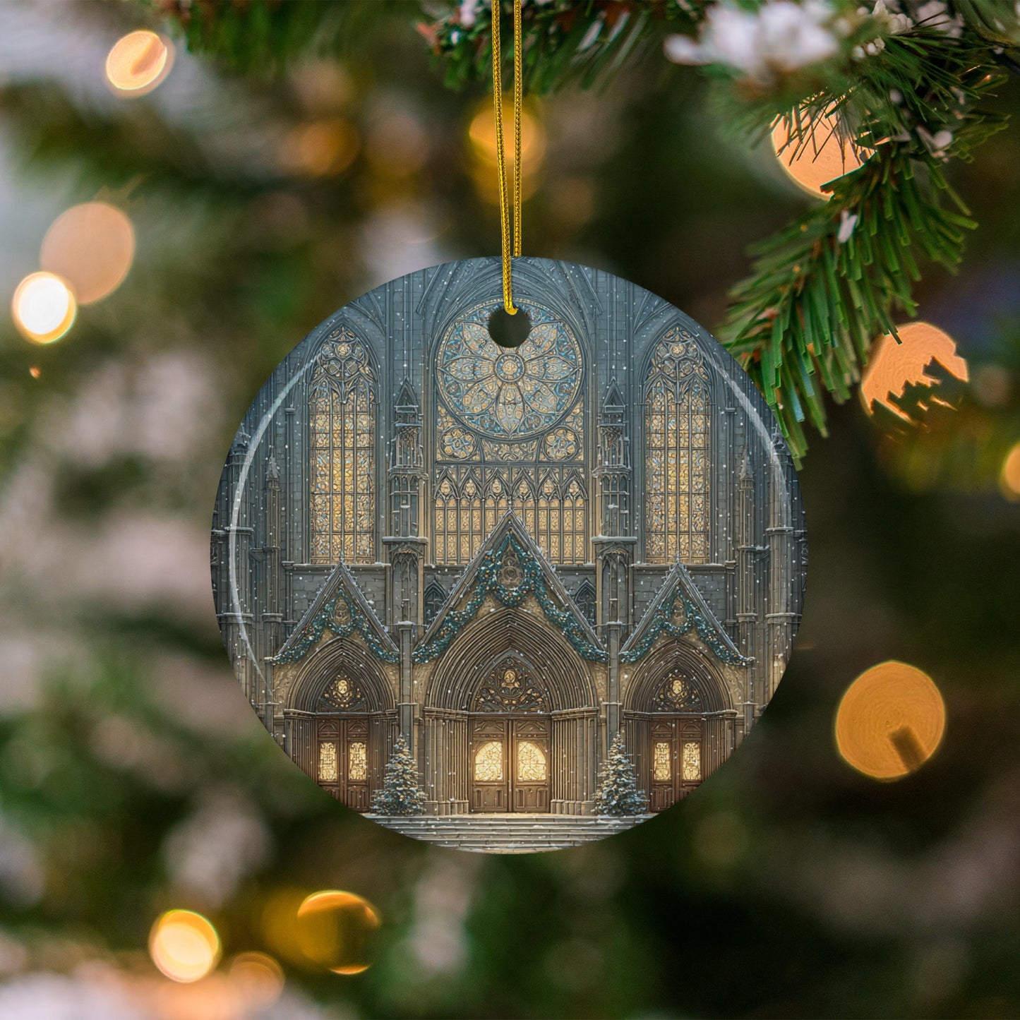 Stained Glass Cathedral Christmas Ornament