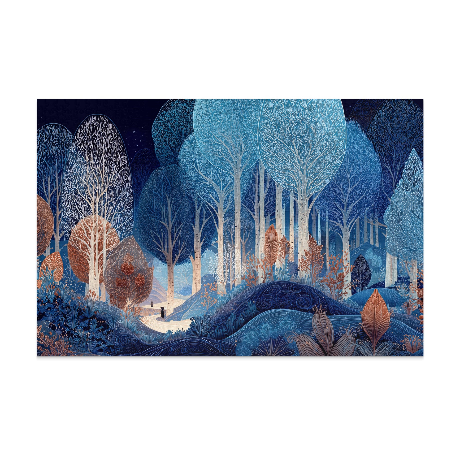 Starlit Forest Dreamscape Intricate Blue Trees product type