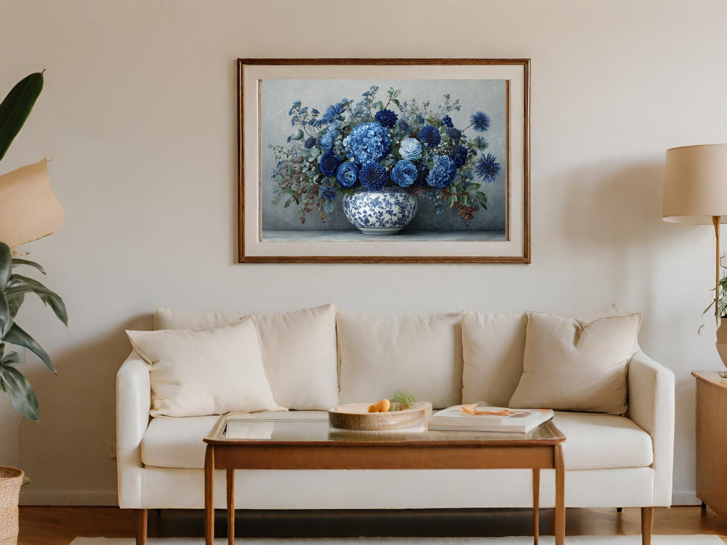 Elegant Blue Floral Wall Art for Home Decor