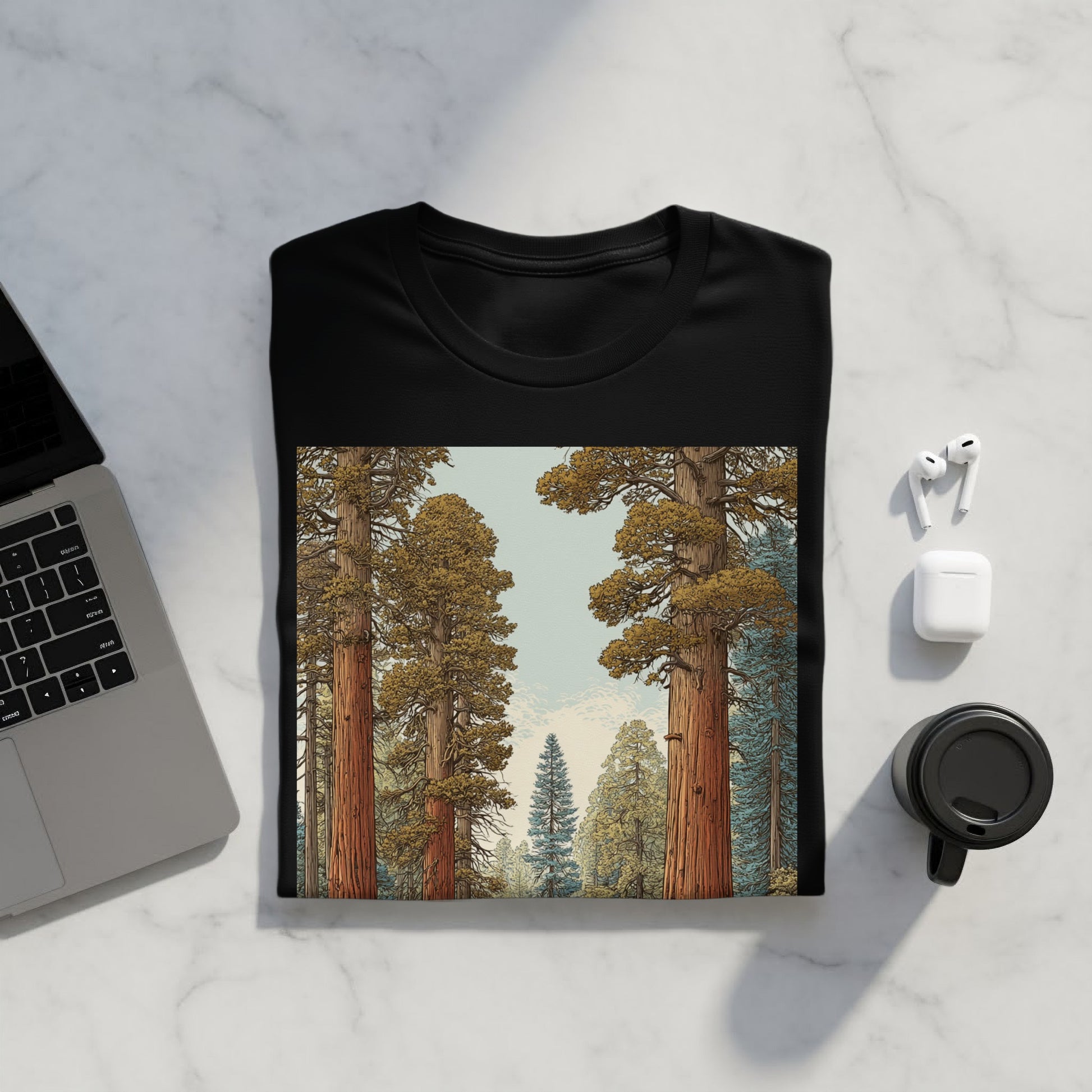 Forest Landscape Illustration on T-shirt