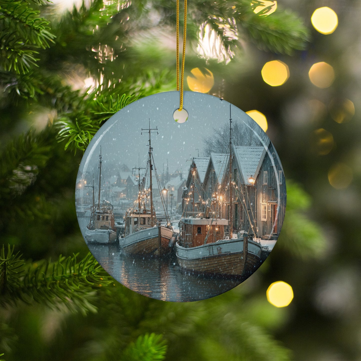 Snowy Harbor Christmas Ornament Holiday Decor