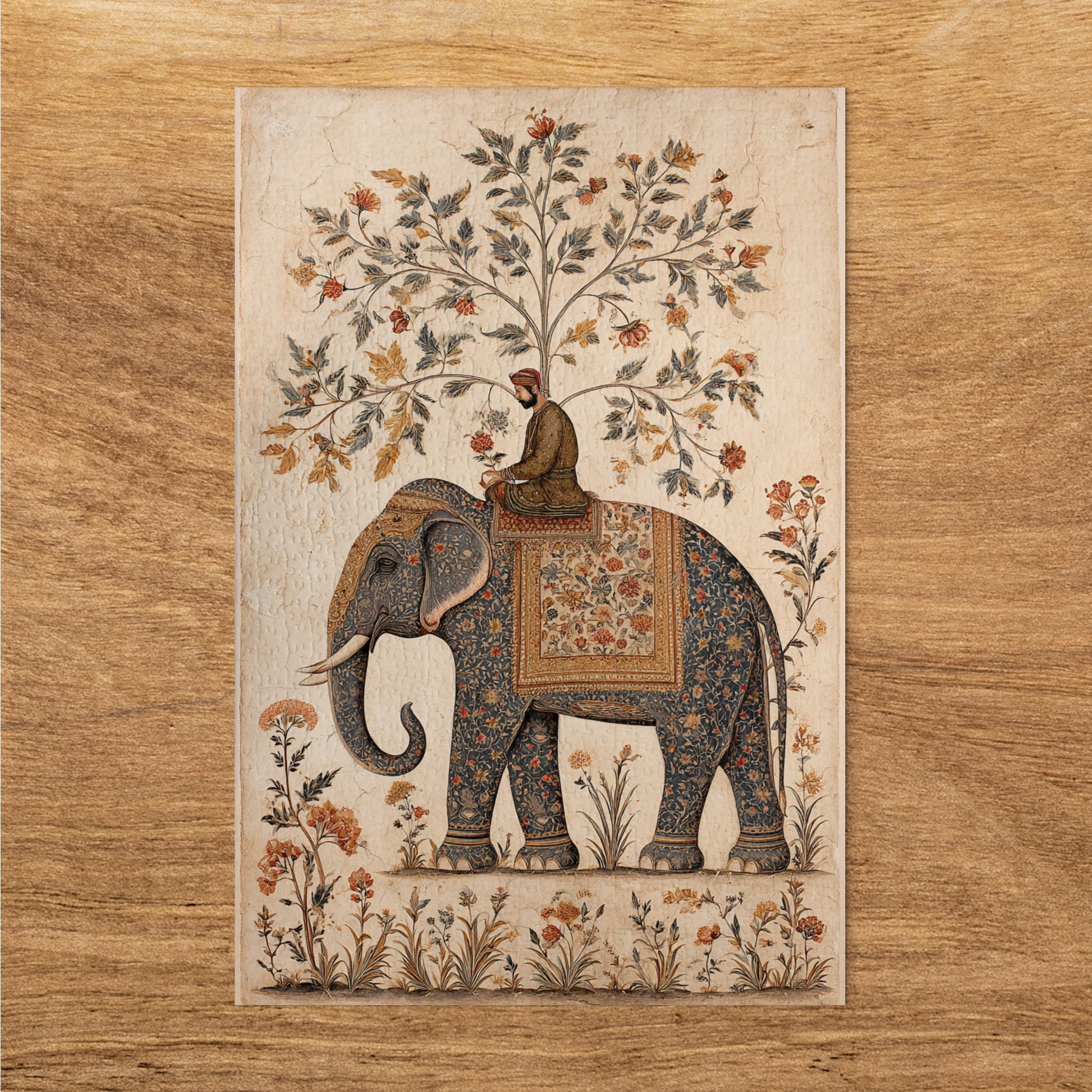 Elephant with Riding Person Artistic Print
