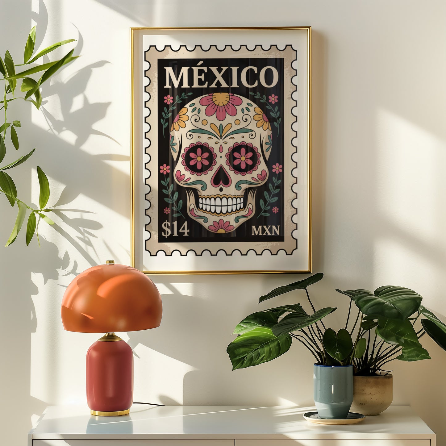 Colorful México Skull Stamp Art Poster Product