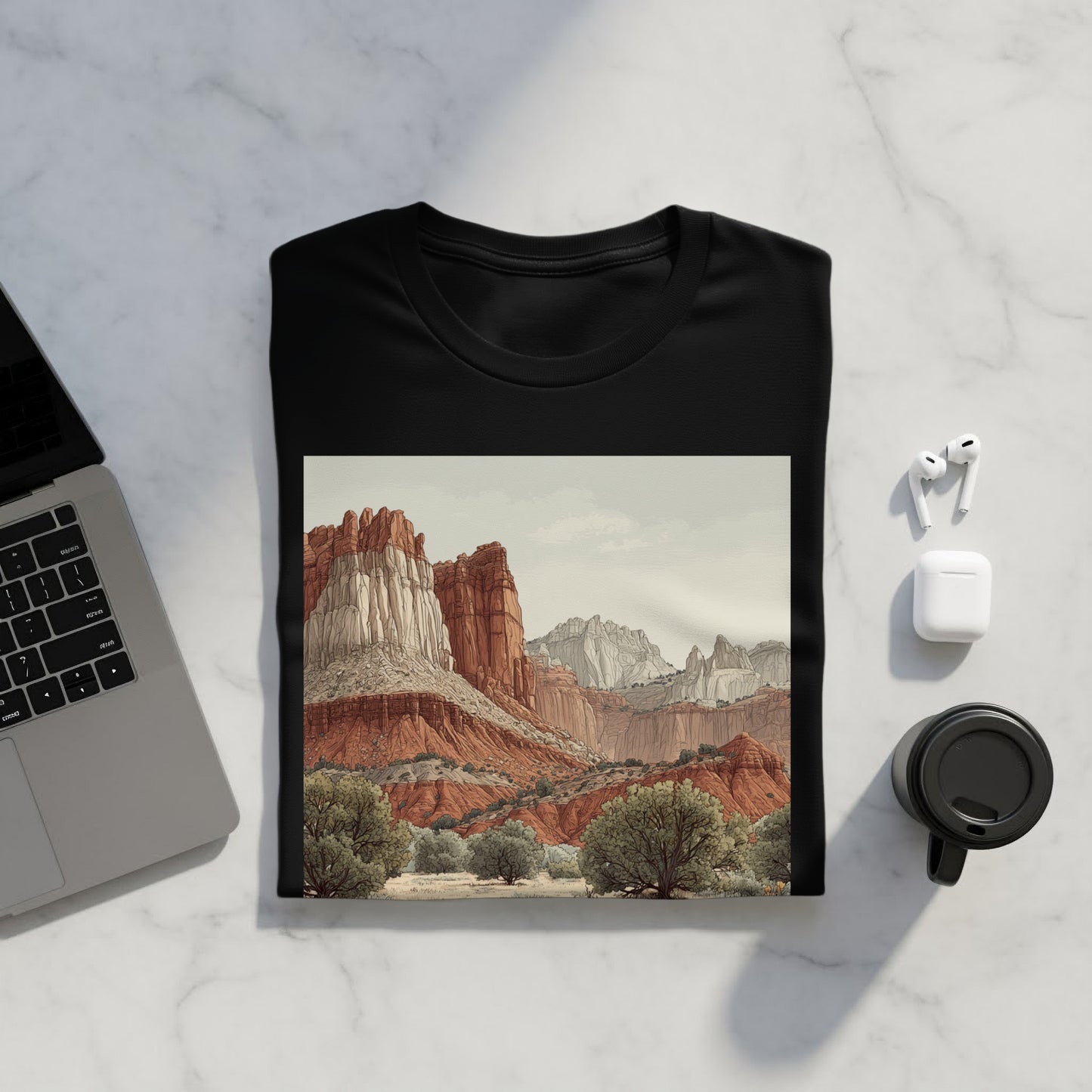 Scenic Mountain Landscape Graphic T-Shirt Product