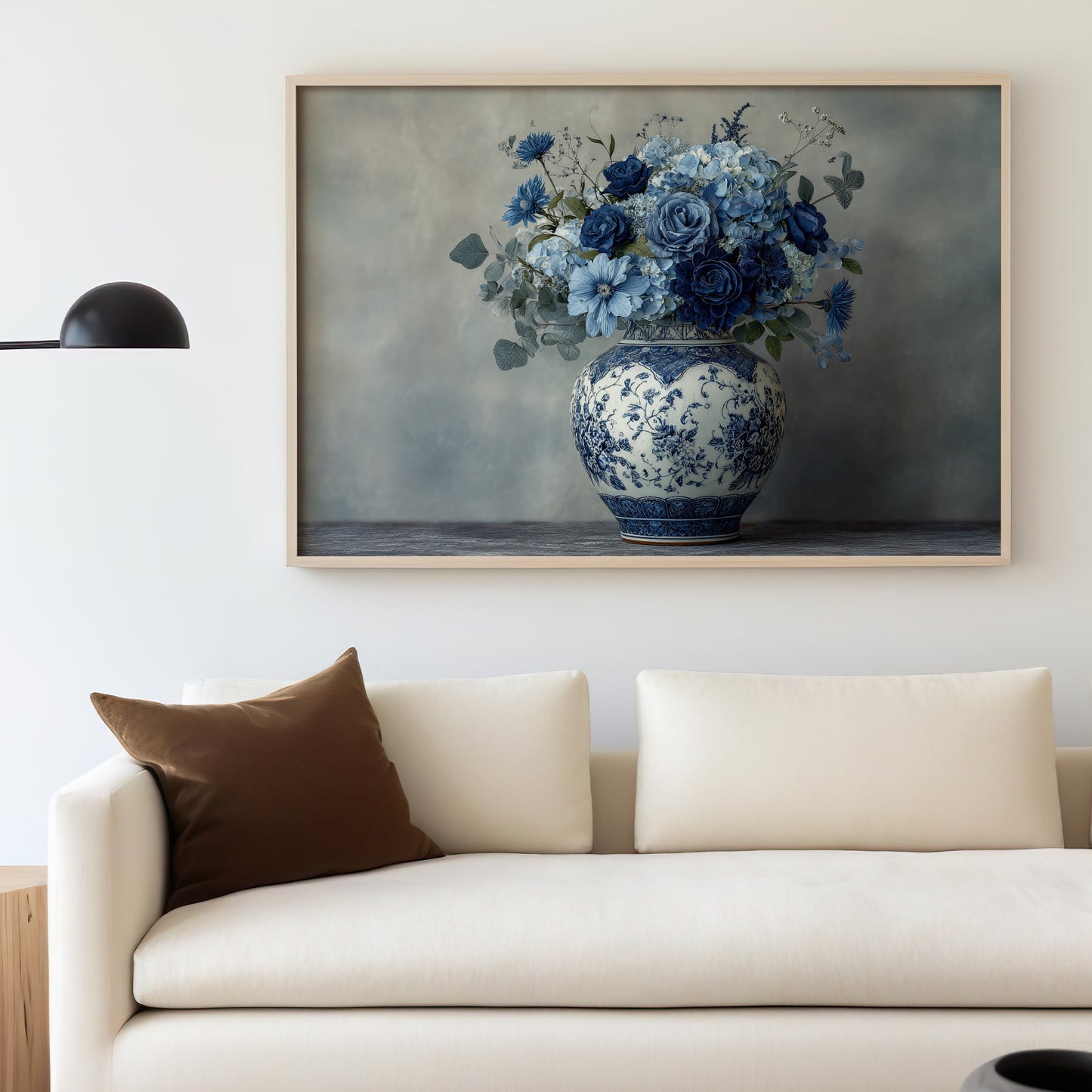 Beautiful Blue Floral Arrangement Wall Art Decor