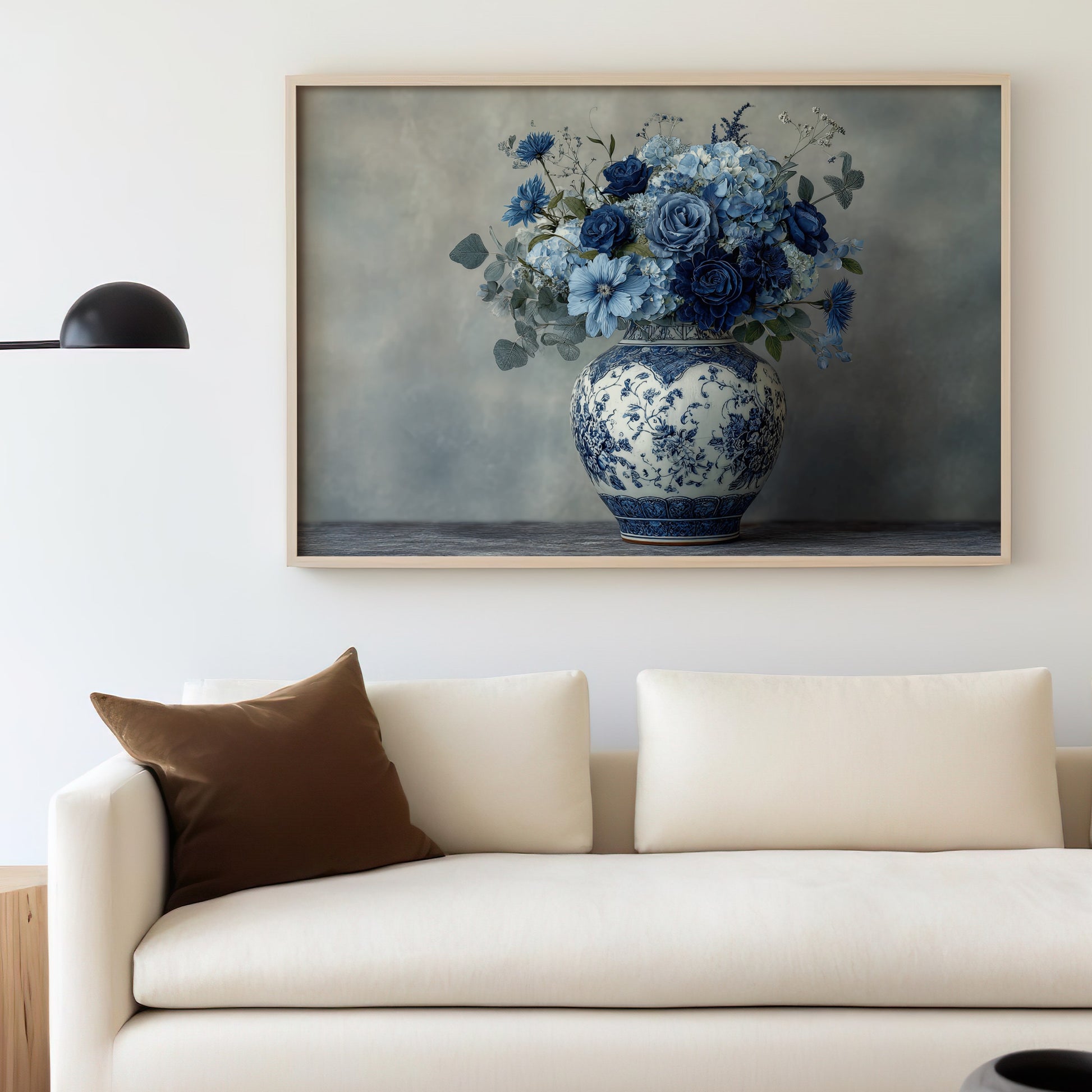 Beautiful Blue Floral Arrangement Wall Art Decor