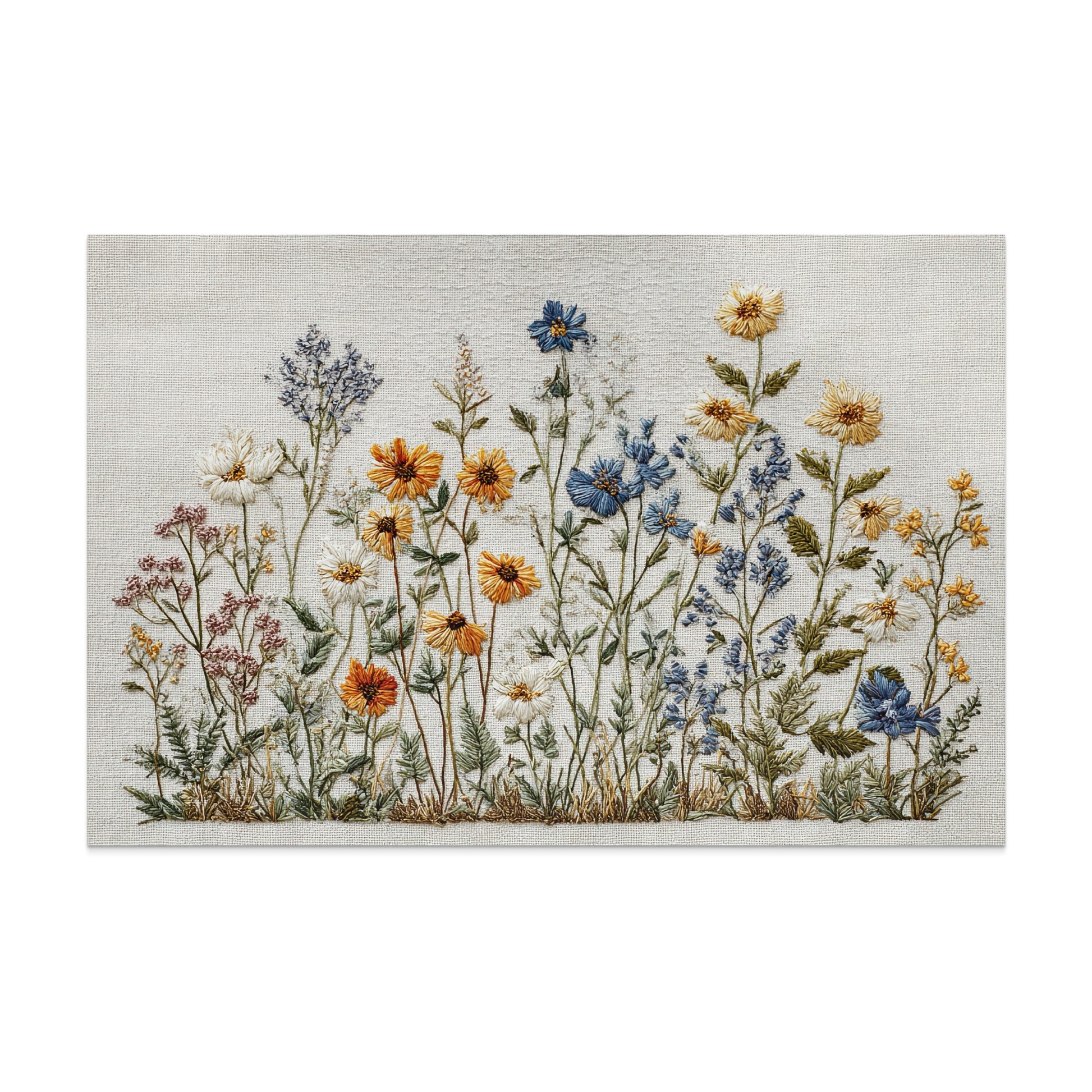 Embroidered Wildflower Field Art Botanical Scene product type