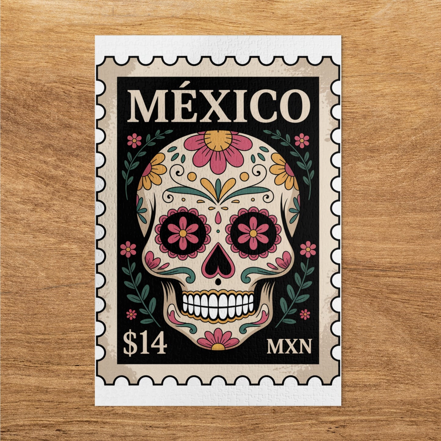 México Sugar Skull Postage Stamp Poster