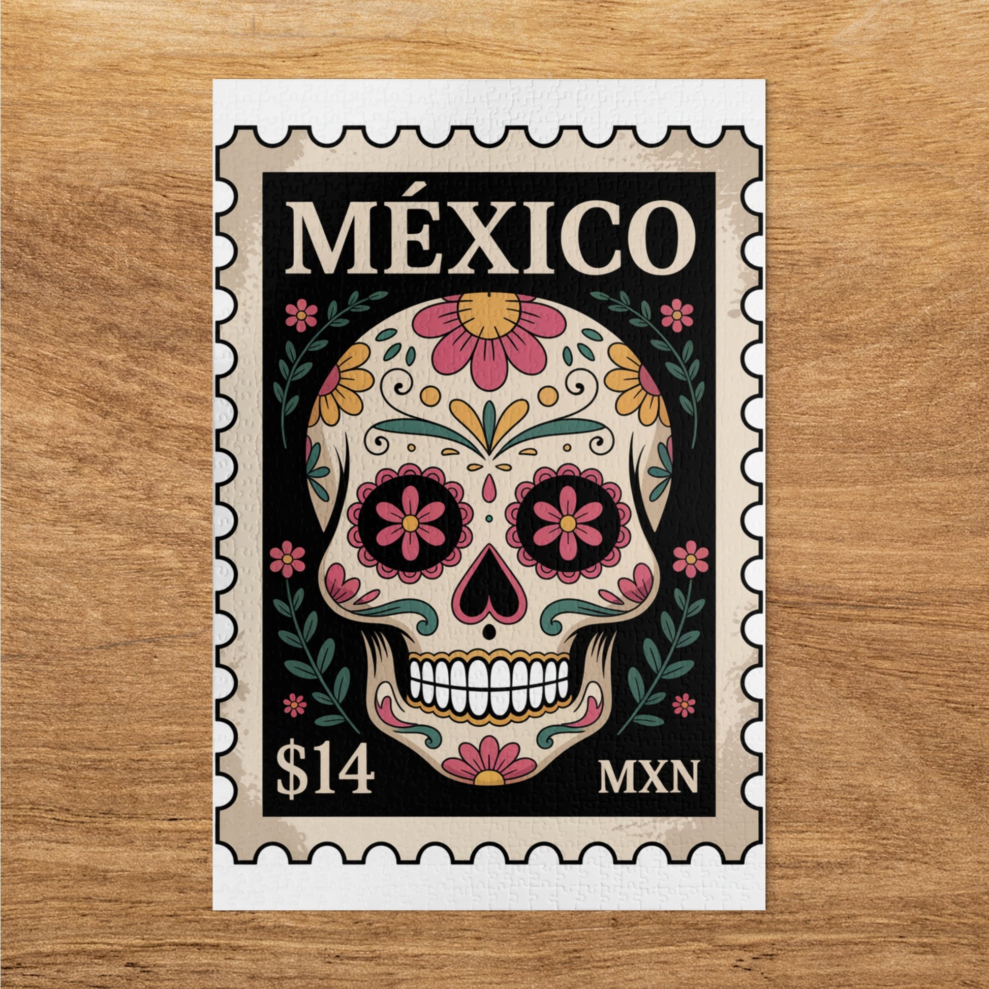 México Sugar Skull Postage Stamp Poster