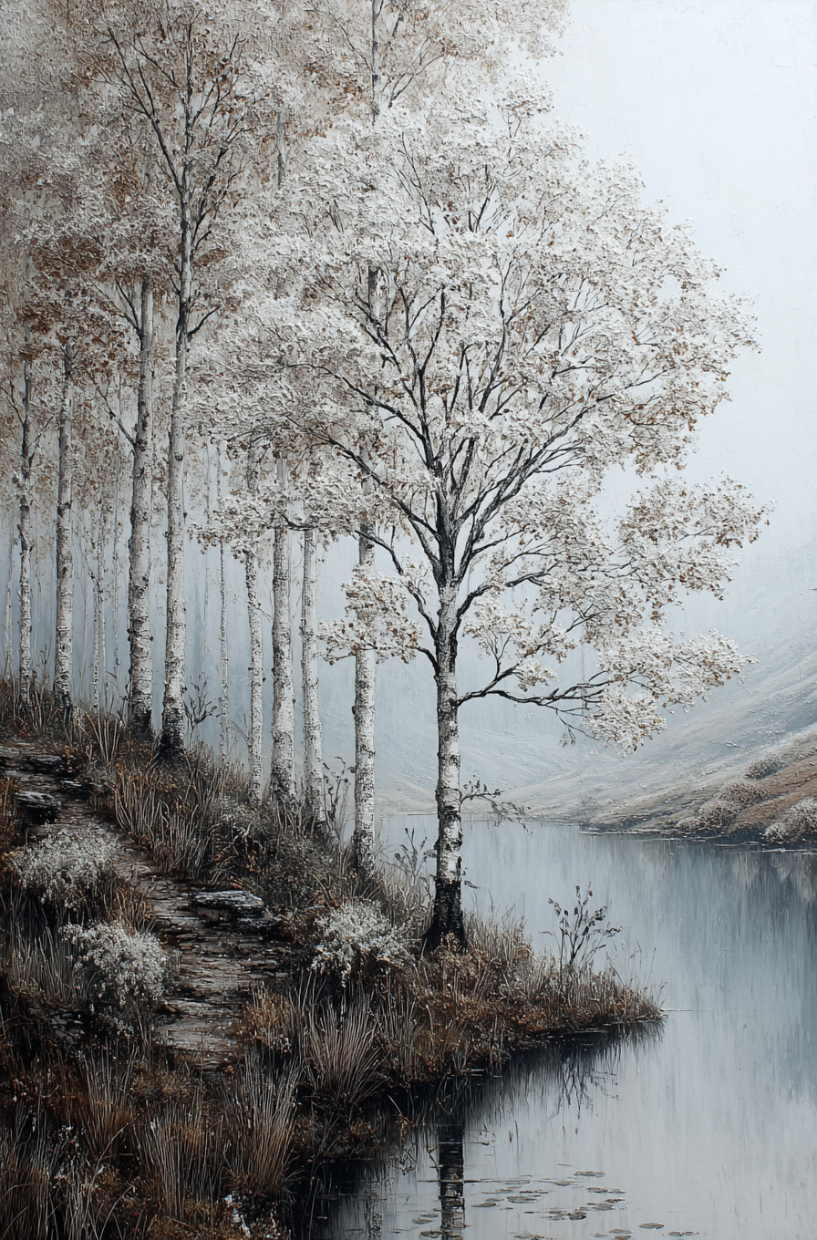 Serene Forest Path and River Canvas Wall Art