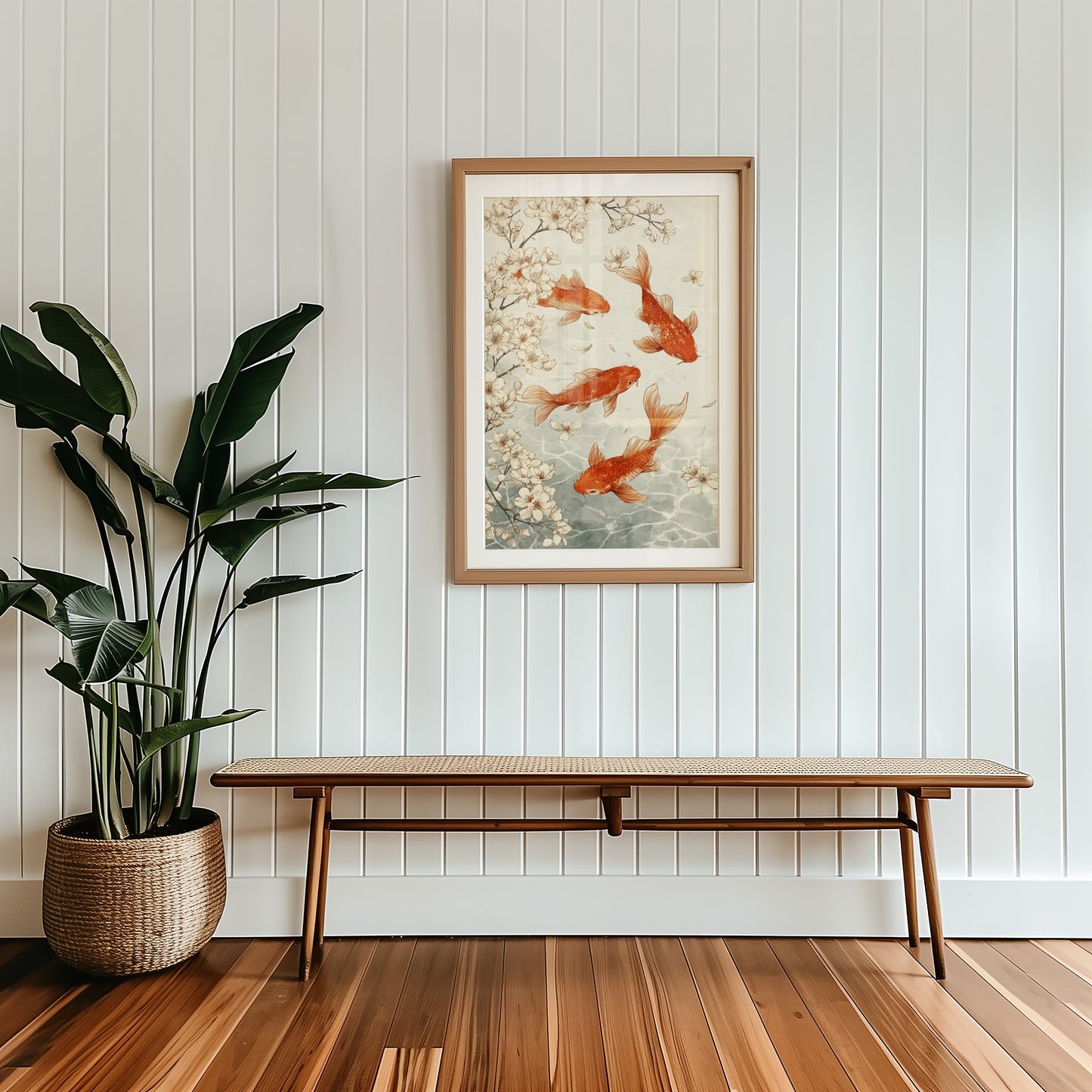 Elegant Framed Art of Golden Koi Fishes Wall Decor