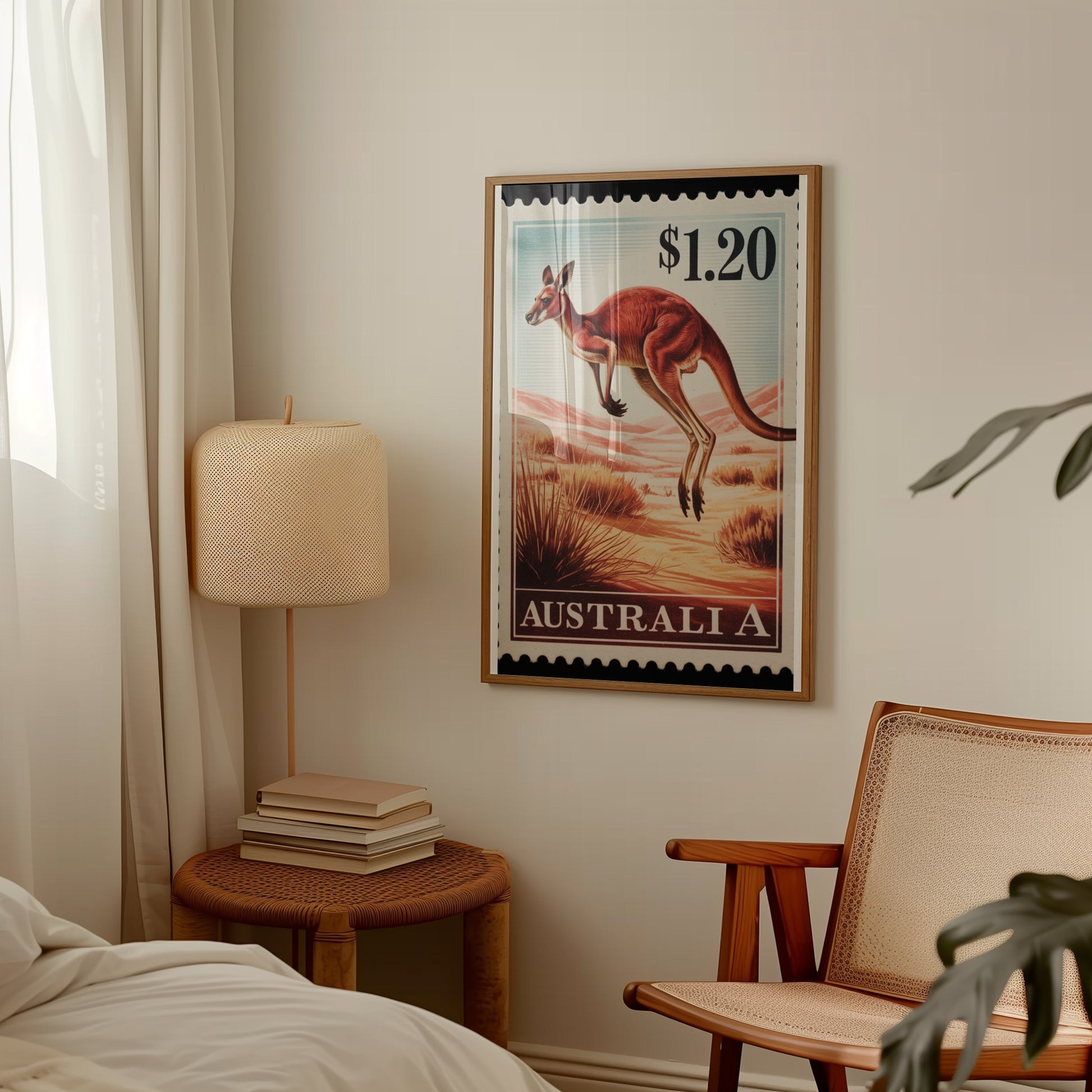 Vintage Australia Wall Art Featuring Kangaroo Design