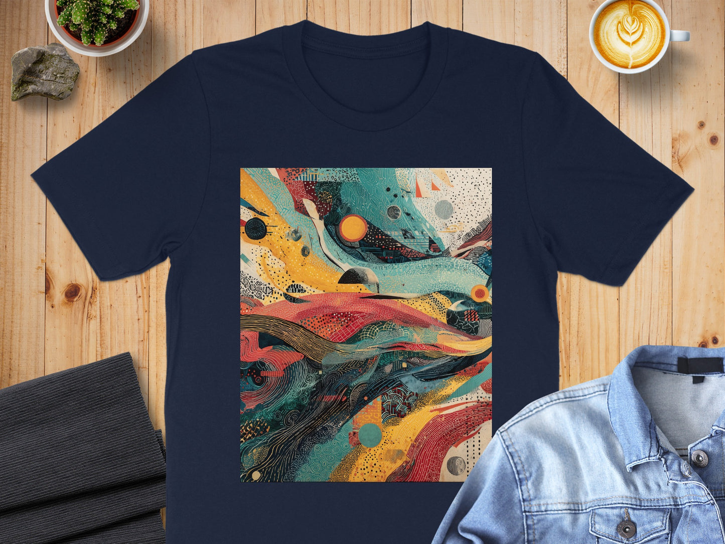 Abstract Fluid Design Vibrant Colors Complex Patterns T-Shirt product type