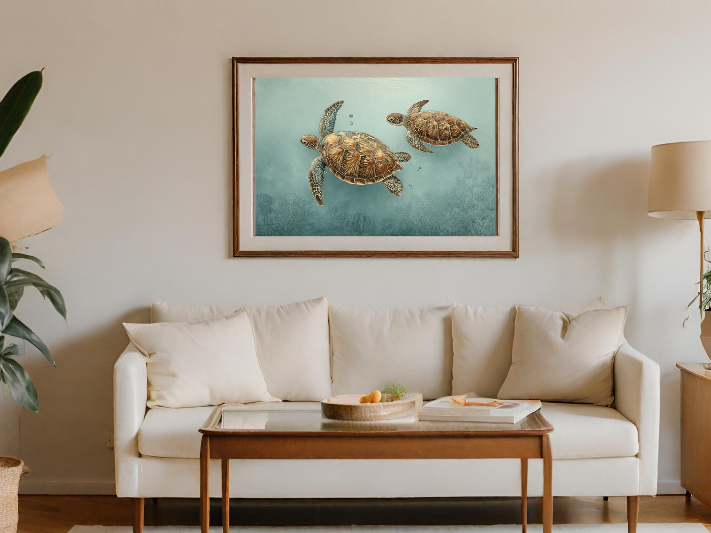 Sea Turtle Wall Art for Modern Living Room Decor