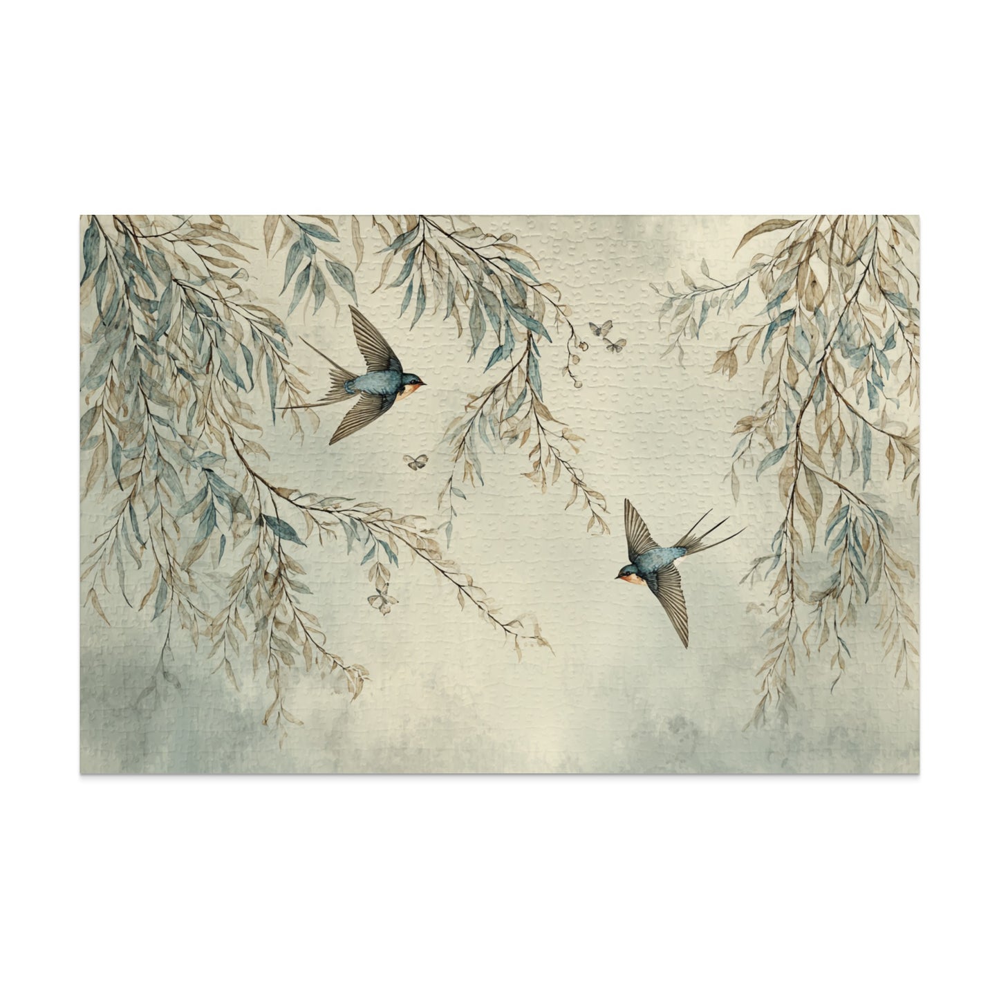Elegant Birds and Leaves Wall Art Decor Print