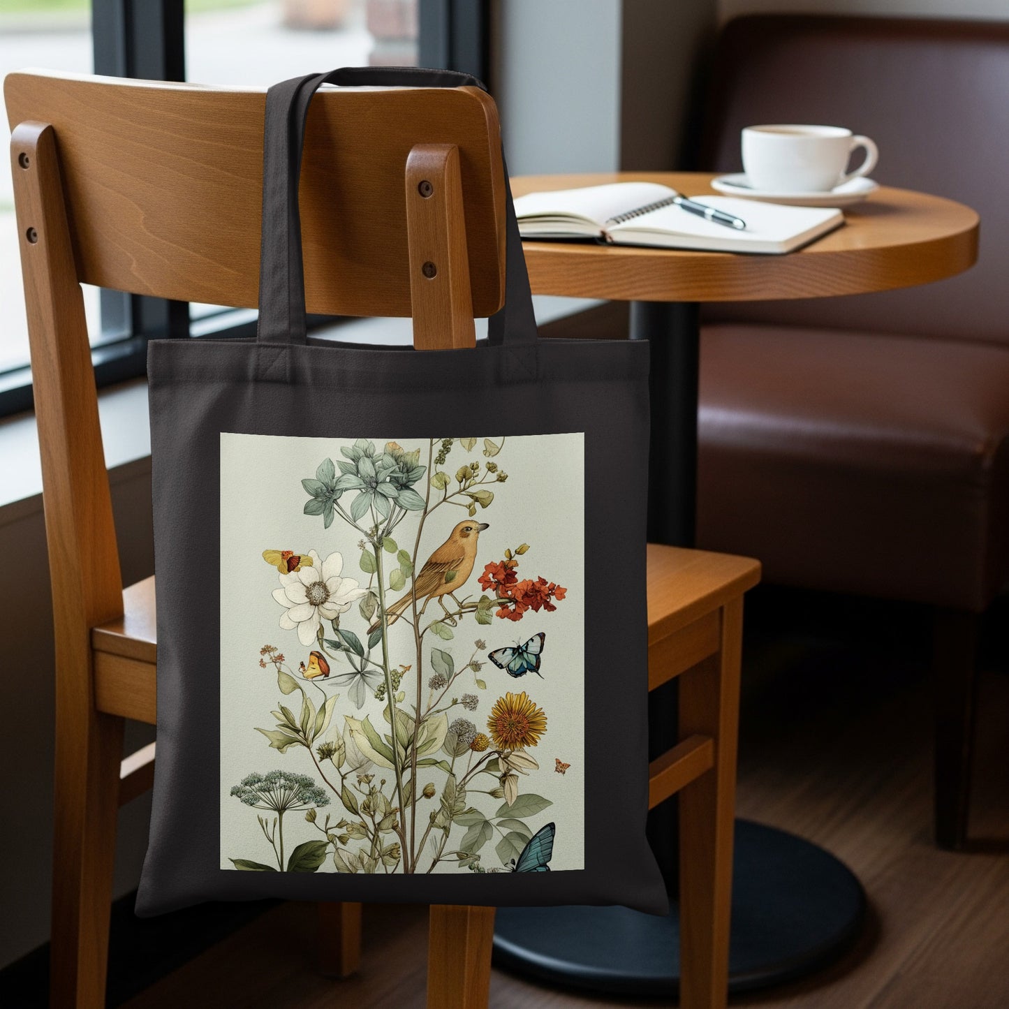 Beautifully Illustrated Floral and Bird Tote Bag Product