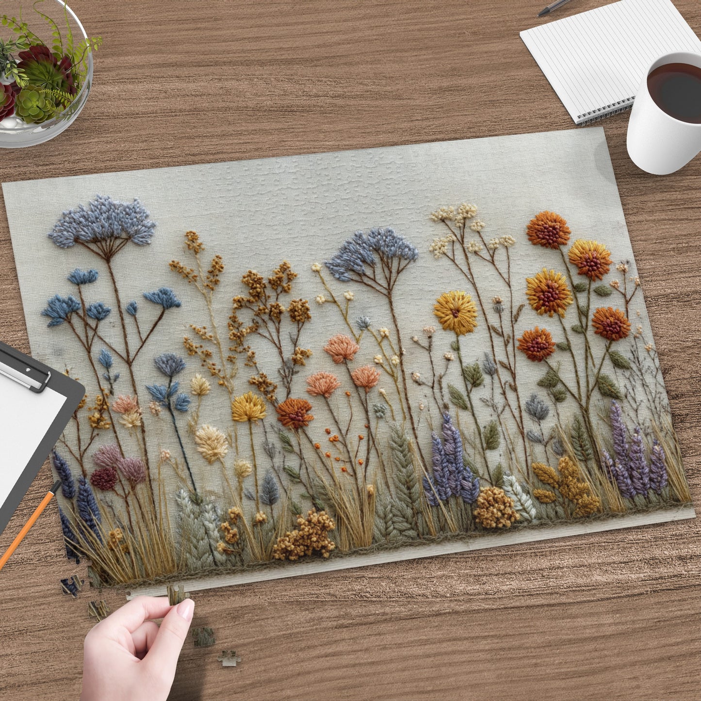 Embroidered Floral Design Table Mat Home Decor Product
