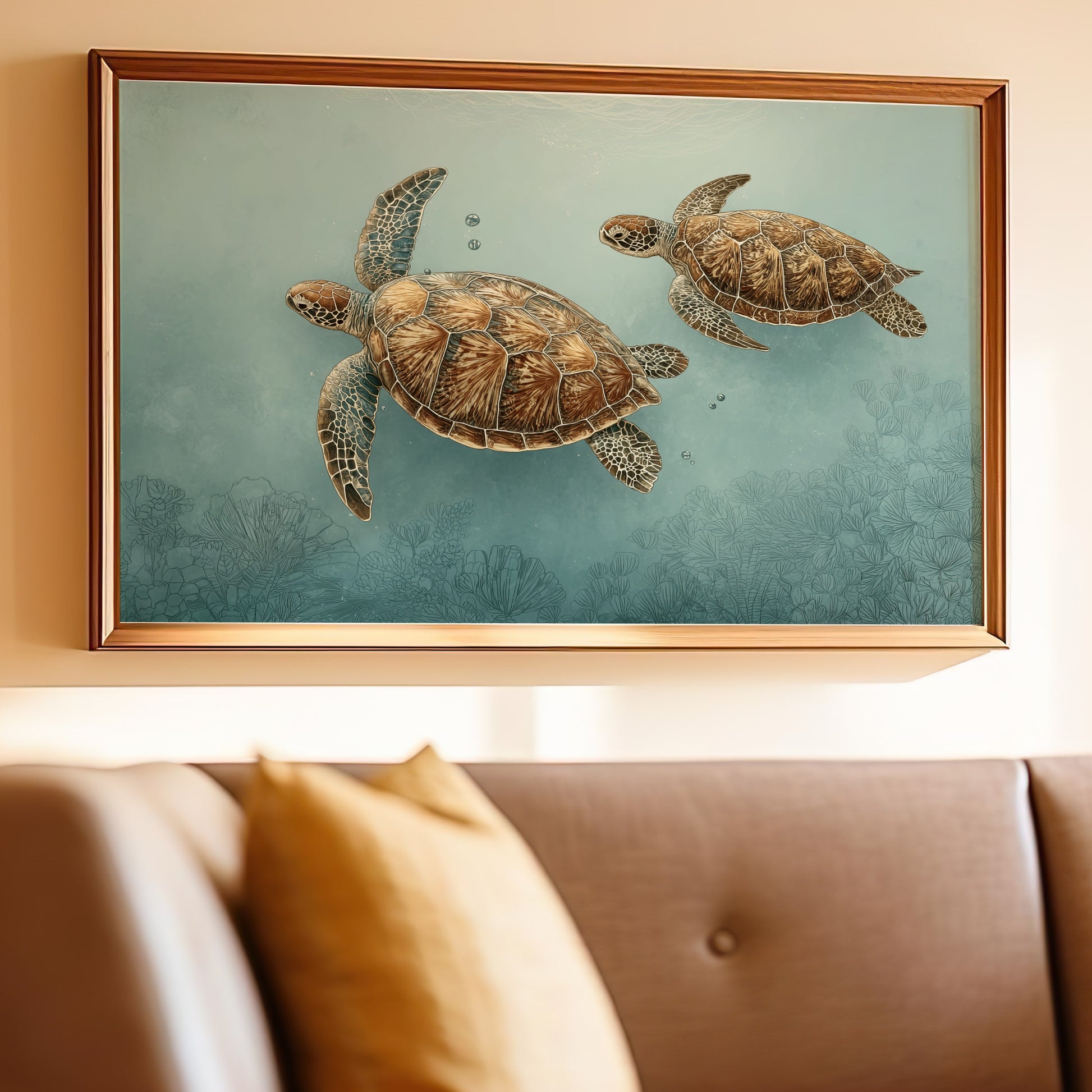 Sea Turtles Wall Art for Living Room Decor