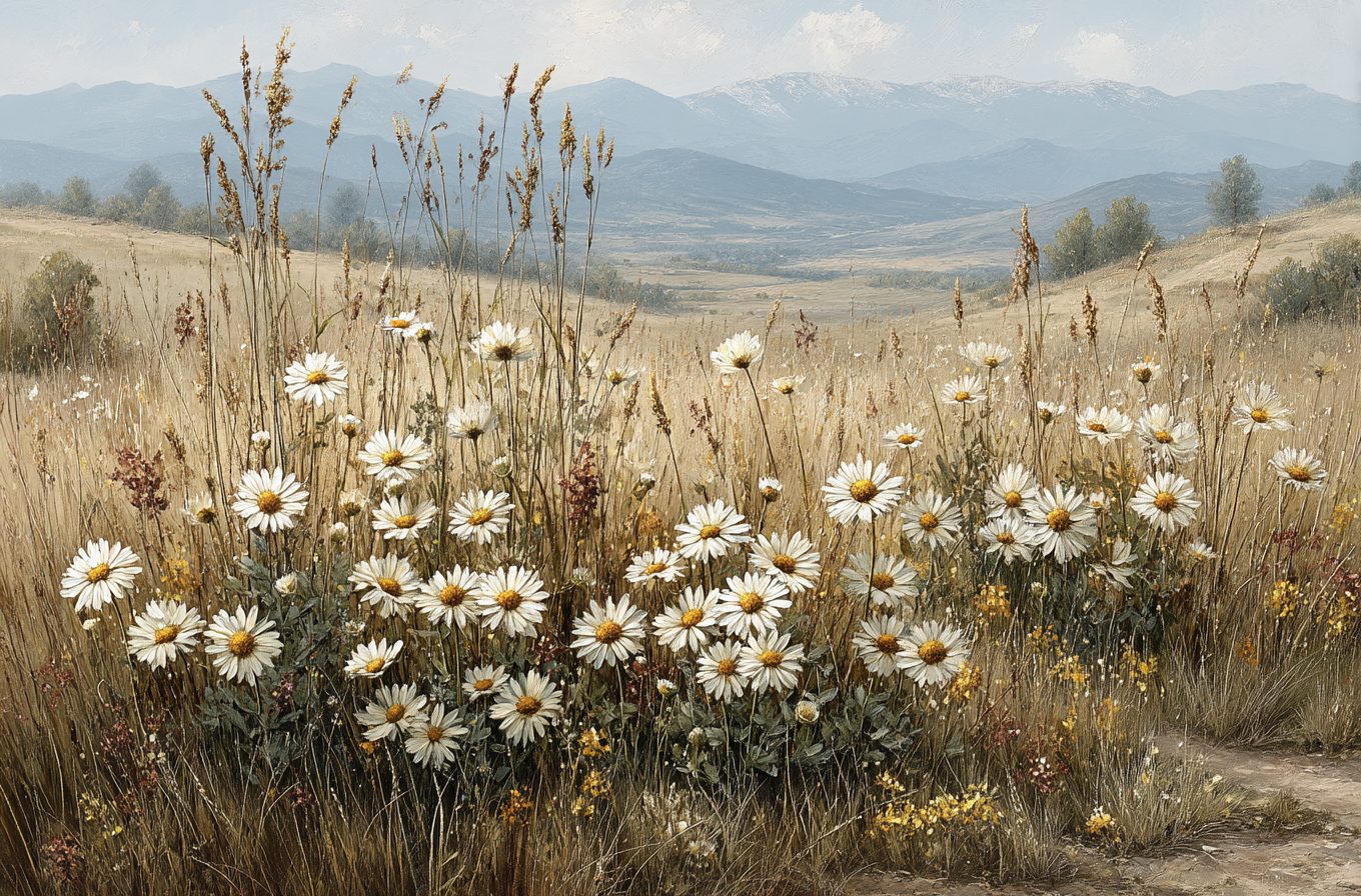 Serene Mountain Wildflower Meadow Scenic Print