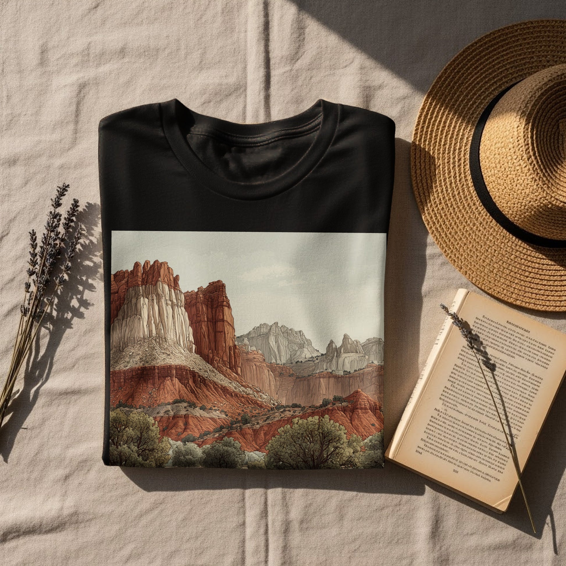 Scenic Landscape T-Shirt with Desert Mountain View