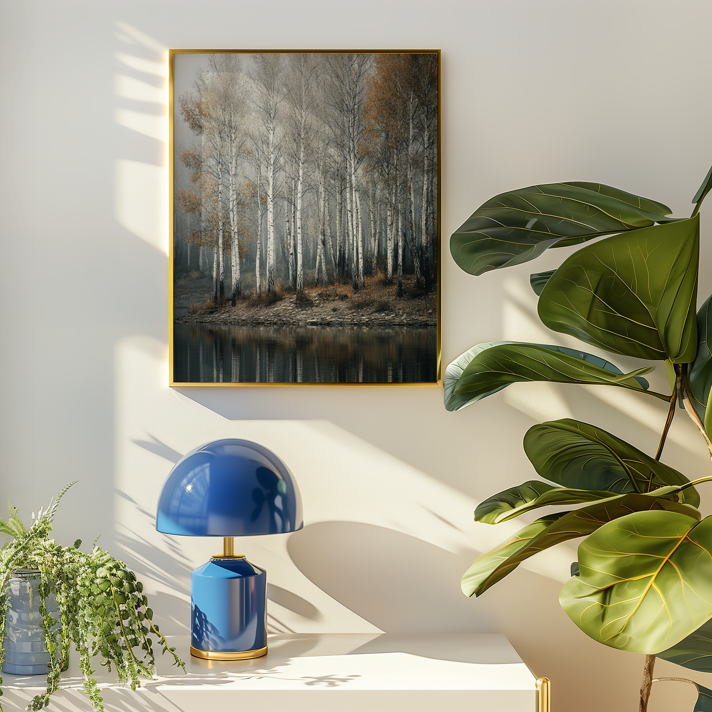 Serene Autumn Birch Trees Landscape Wall Art