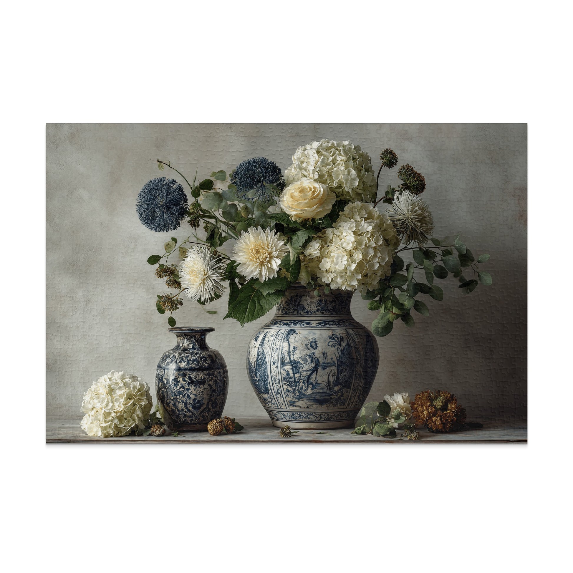 Elegant Floral Arrangements in Detailed Vases Print