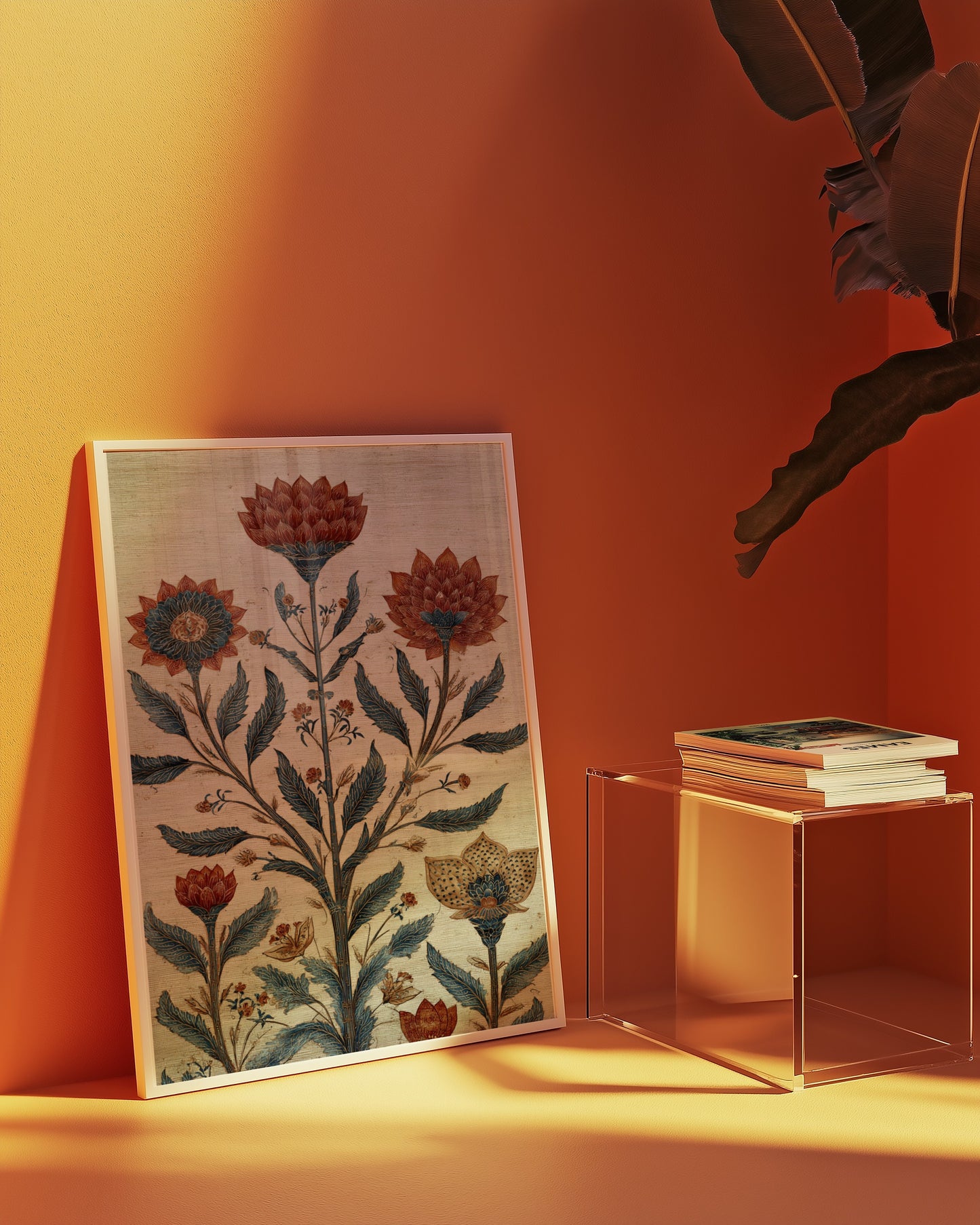 Botanical Floral Artwork with Glass Frame Decor Product