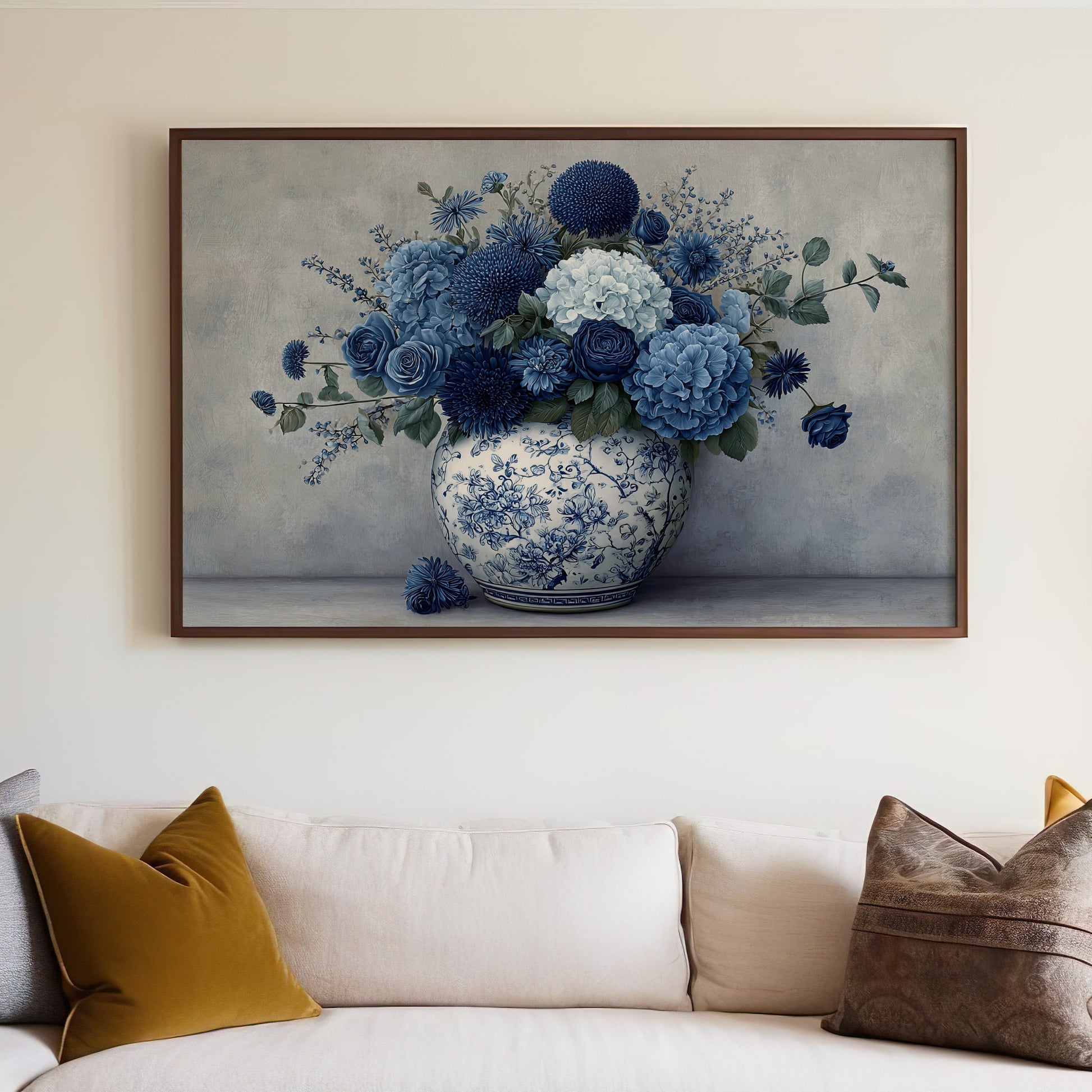 Blue Floral Wall Art in Decorative Vase product