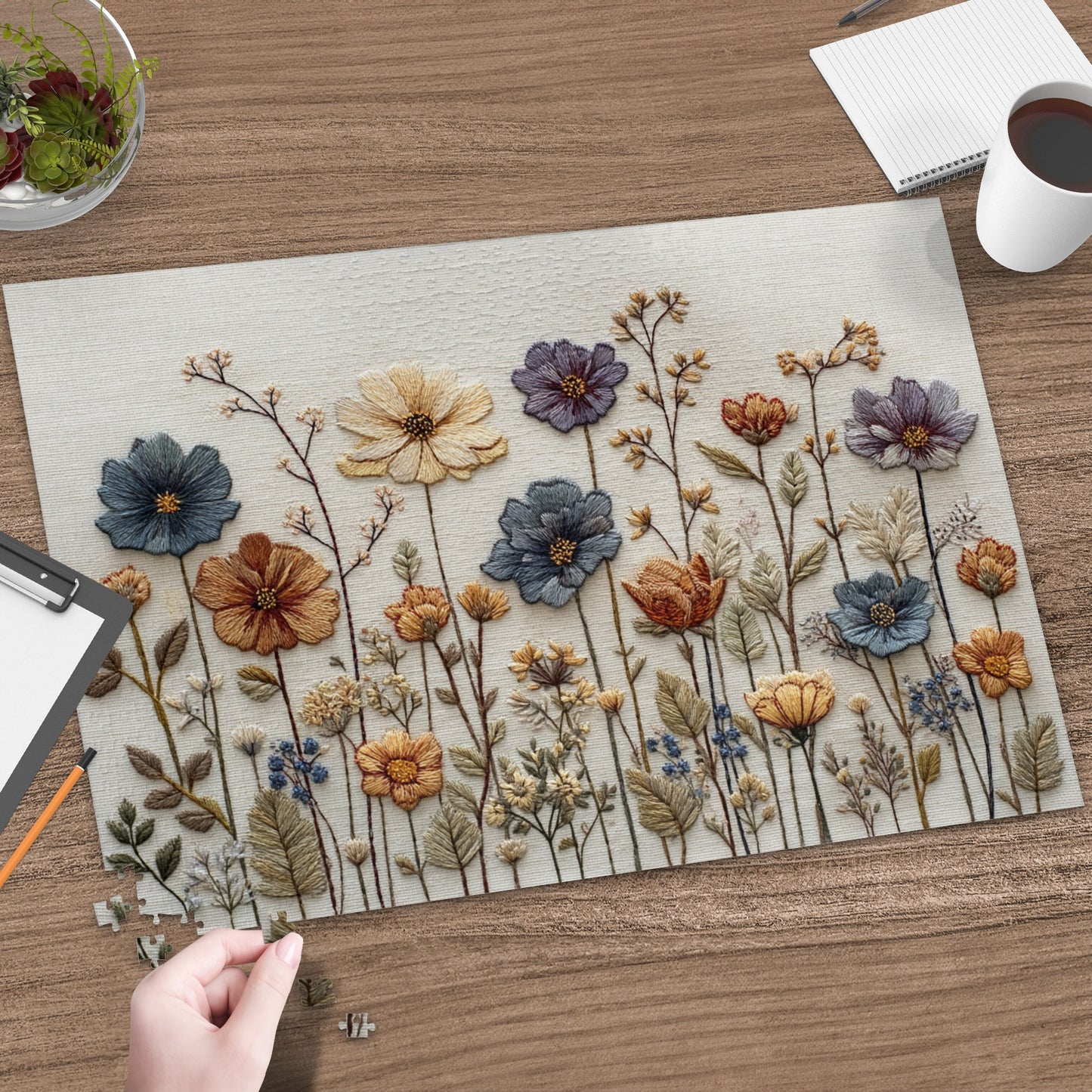 Elegant Wildflower Design Tabletop Puzzle