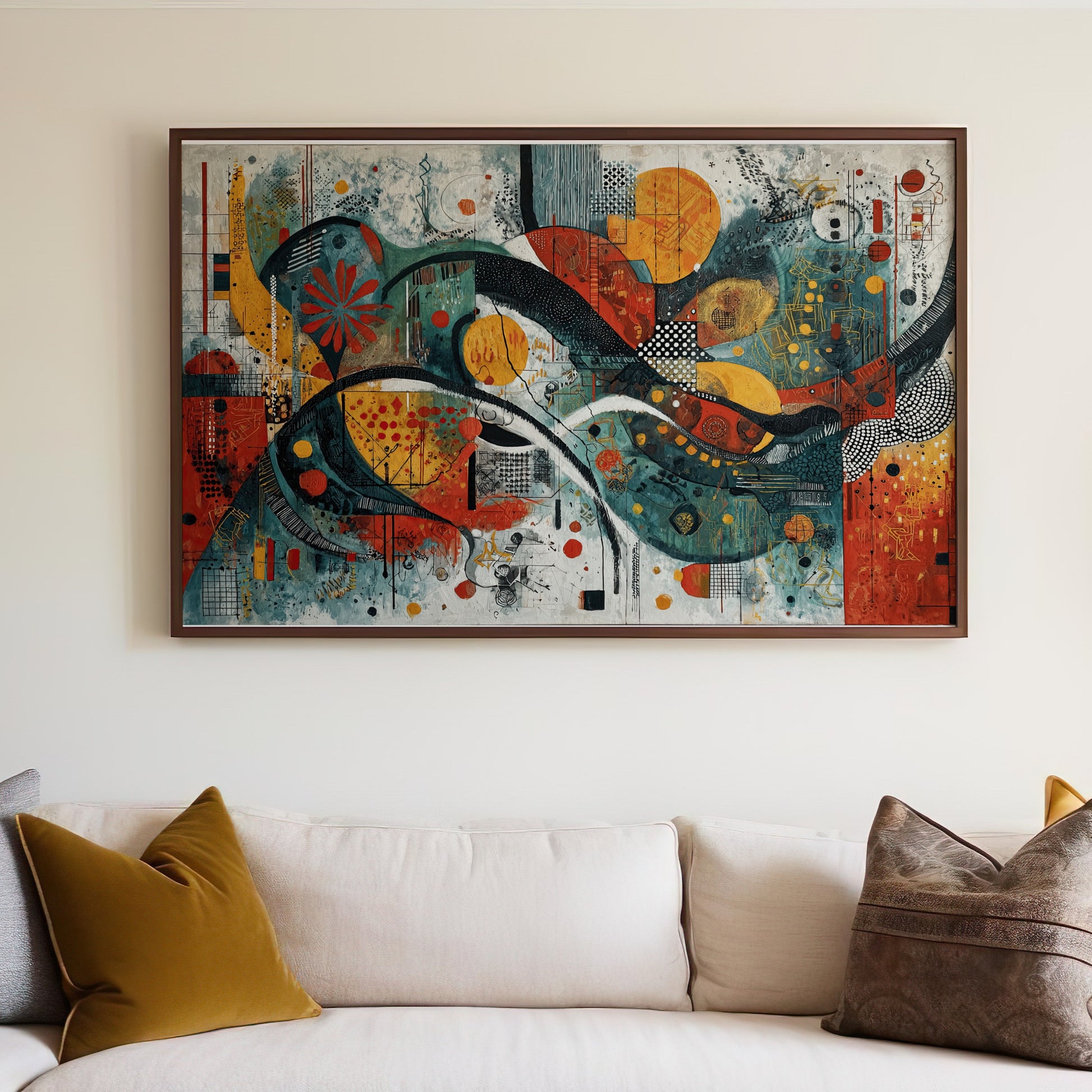 Dynamic Abstract Art Vibrant Geometric Design Painting product type
Abstract painting, Modern art, Contemporary art, Wall art decor, Colorful artwork, Geometric design, Vibrant print, Expressive art, Gallery wall, Home decor art, Office art, Unique artwork, Large canvas, Statement piece, Artistic print, Abstract expressionism, Interior design, Digital art print, Bold colors, Abstract shapes