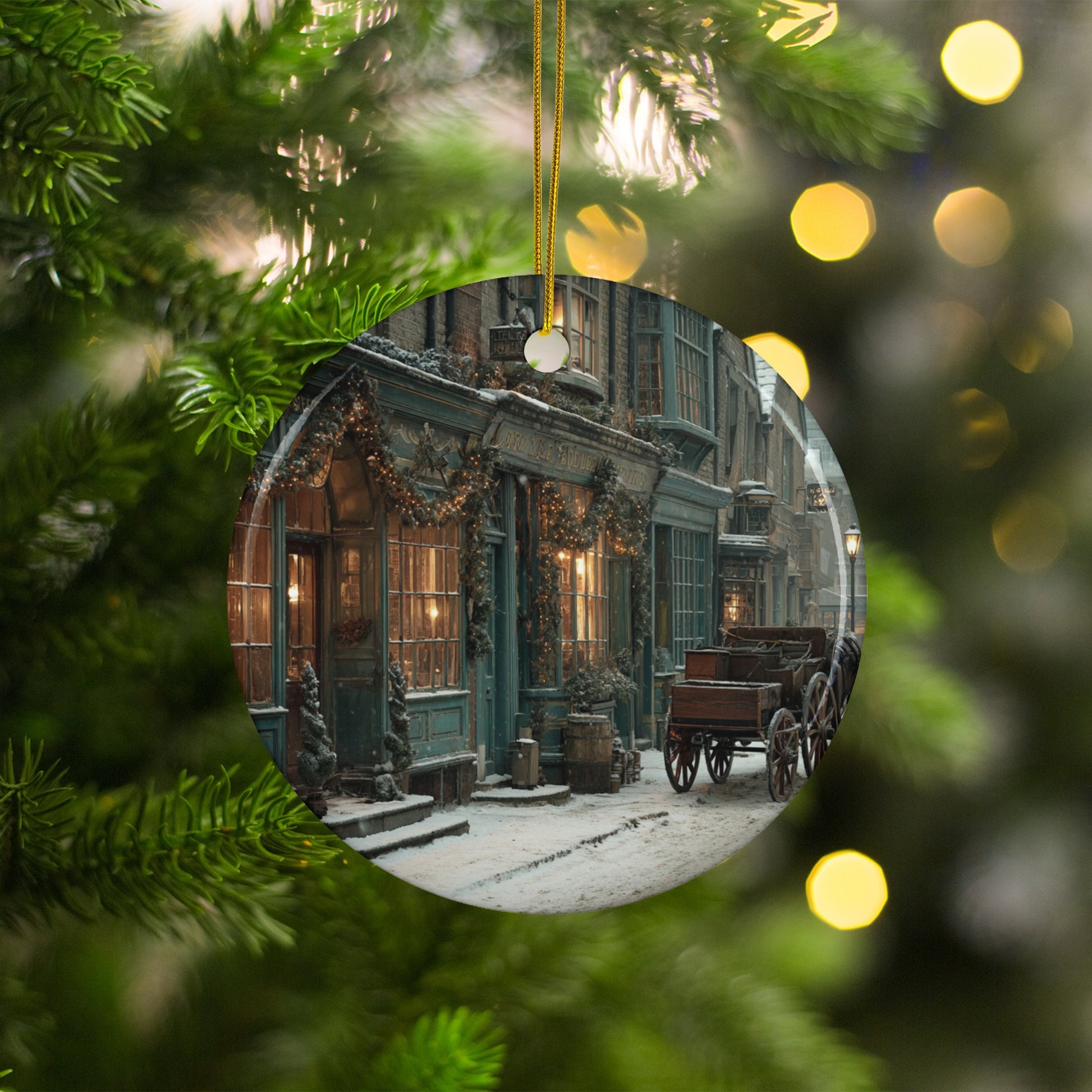 Christmas Village Scene Ornament for Holiday Decoration