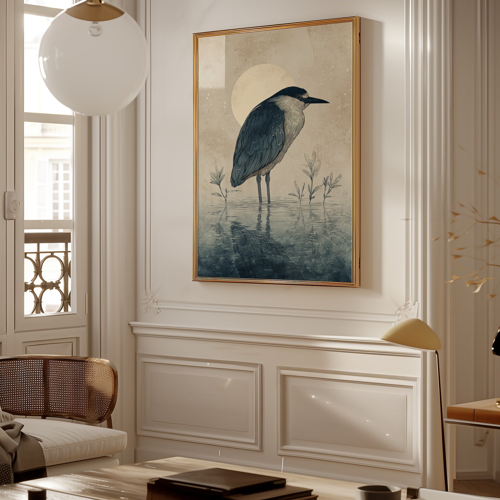 Elegant Heron Art Print for Modern Home Decor