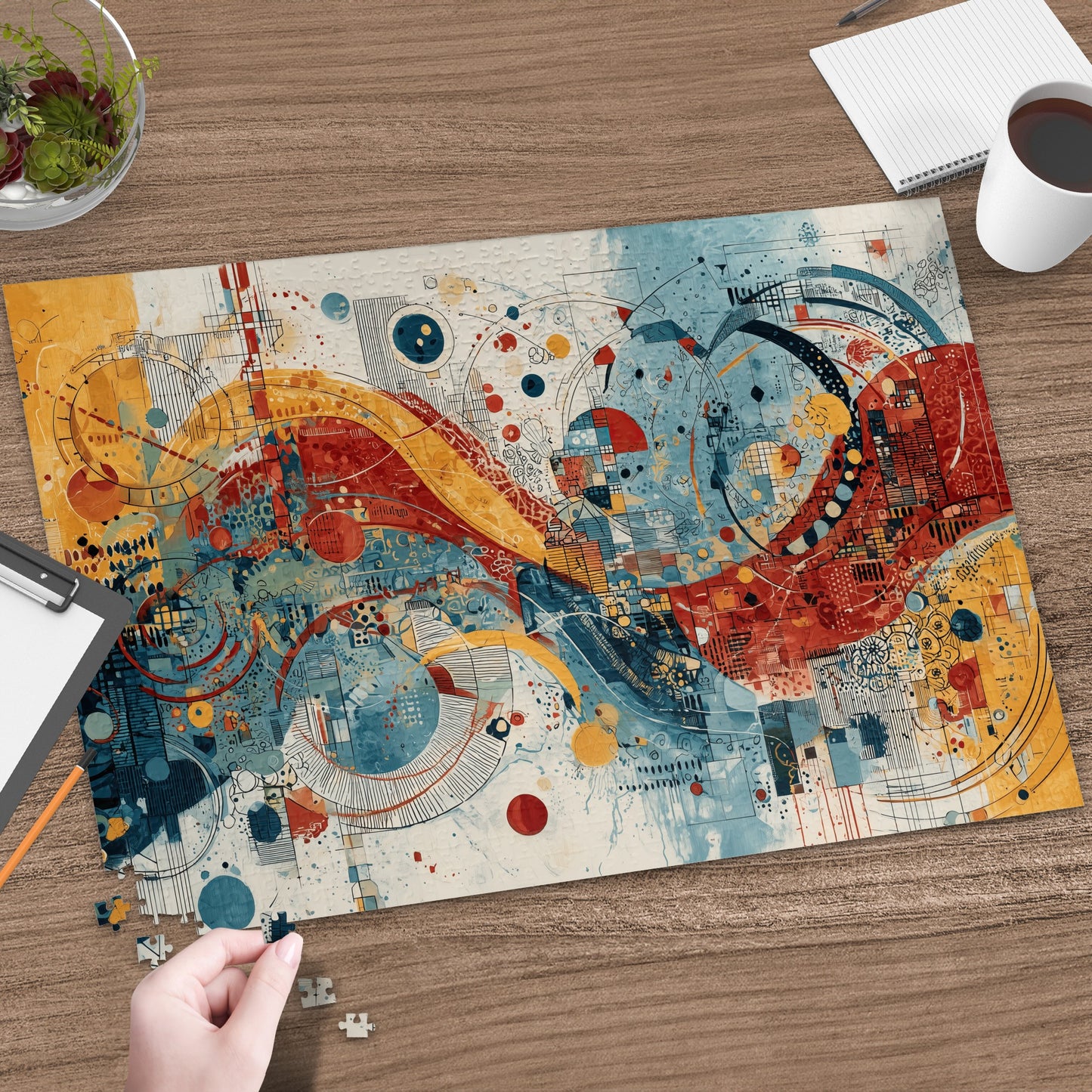 Artistic Abstract Swirls Circles Lines Vibrant Puzzle