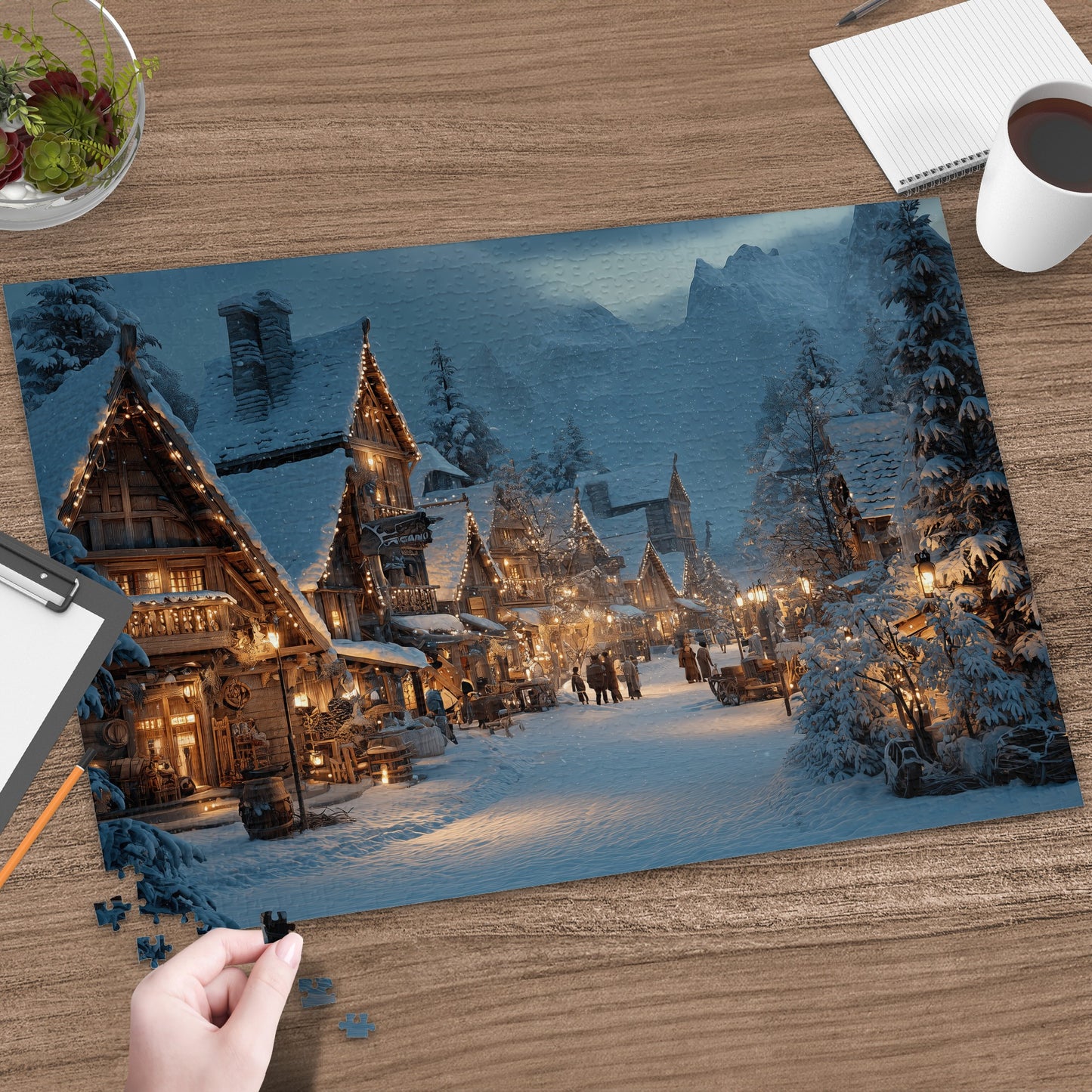 Magical Snow Covered Town Christmas Scene product type