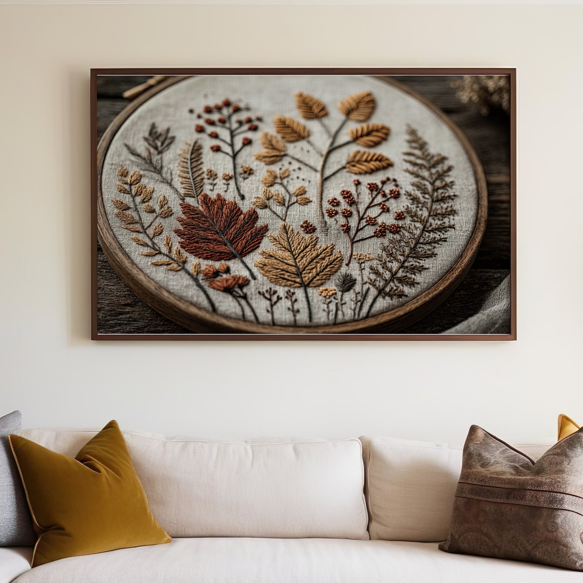 Exquisite Leaf Design Wall Art Embroidery Product