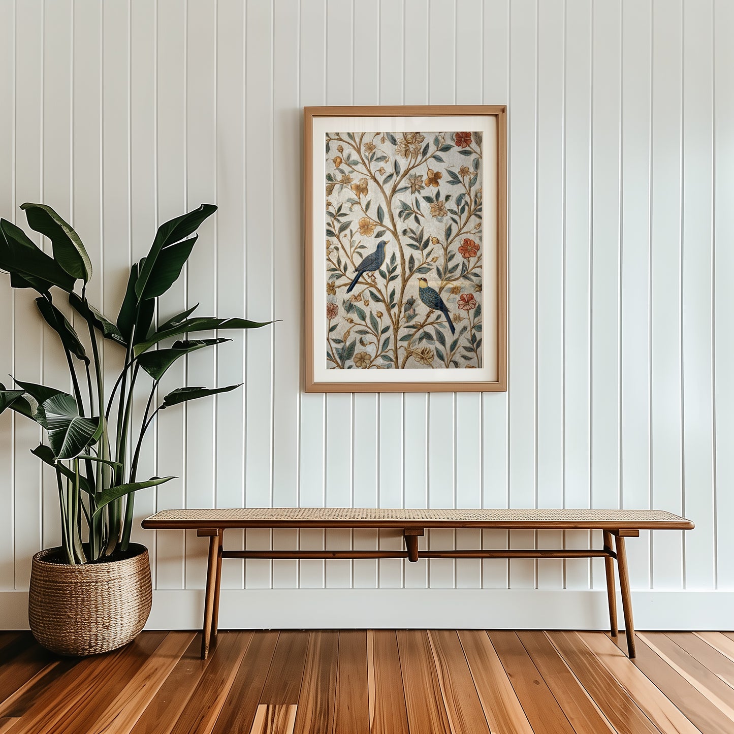 Vintage Botanical Wall Art with Birds and Floral Accents