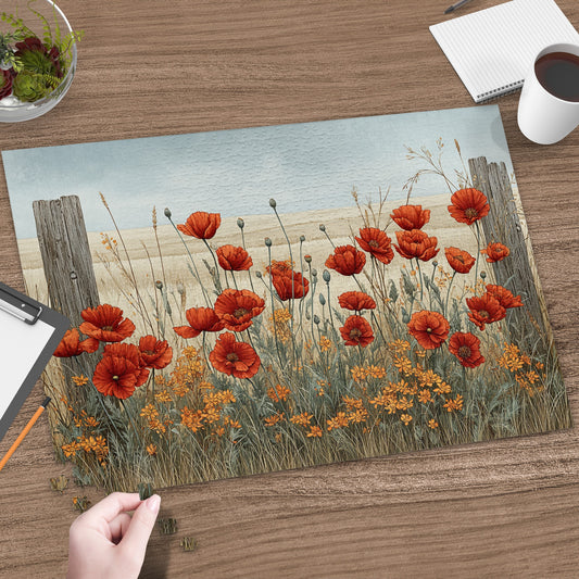 Beautiful Red Poppies in Field Scene Placemat