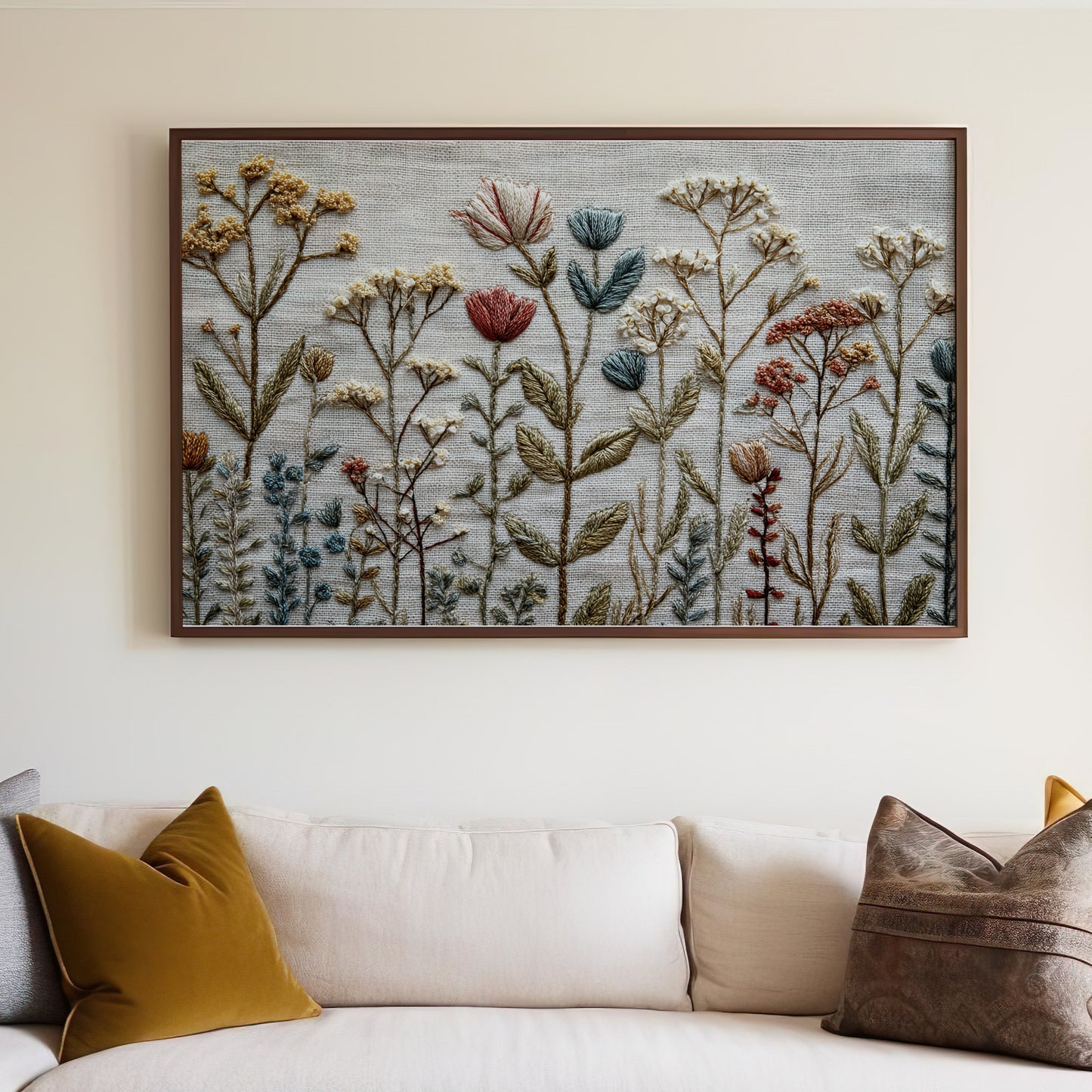 Vibrant Embroidered Wildflower Field Wall Art product type