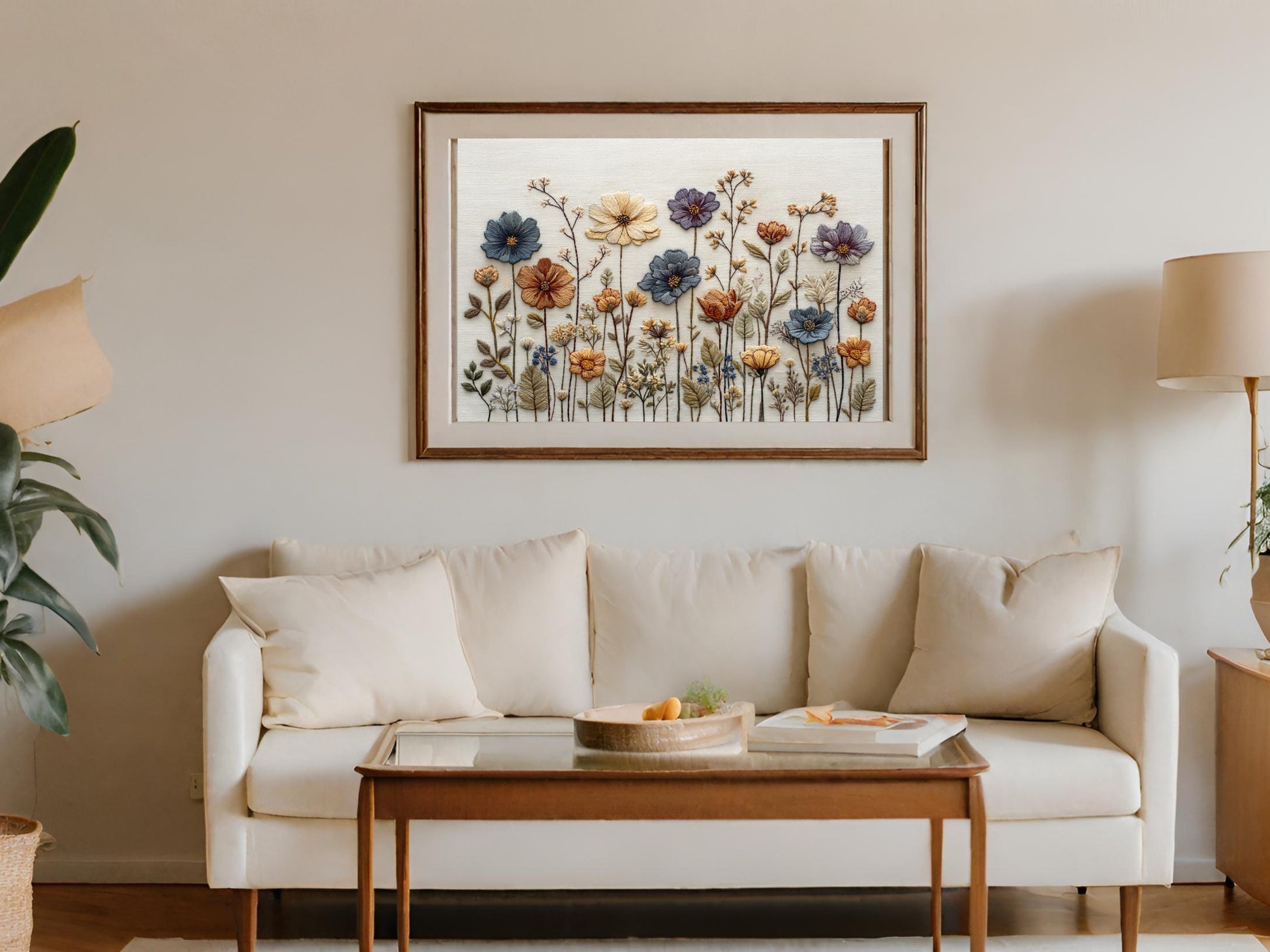 Colorful Wildflower Artwork for Living Room Decor