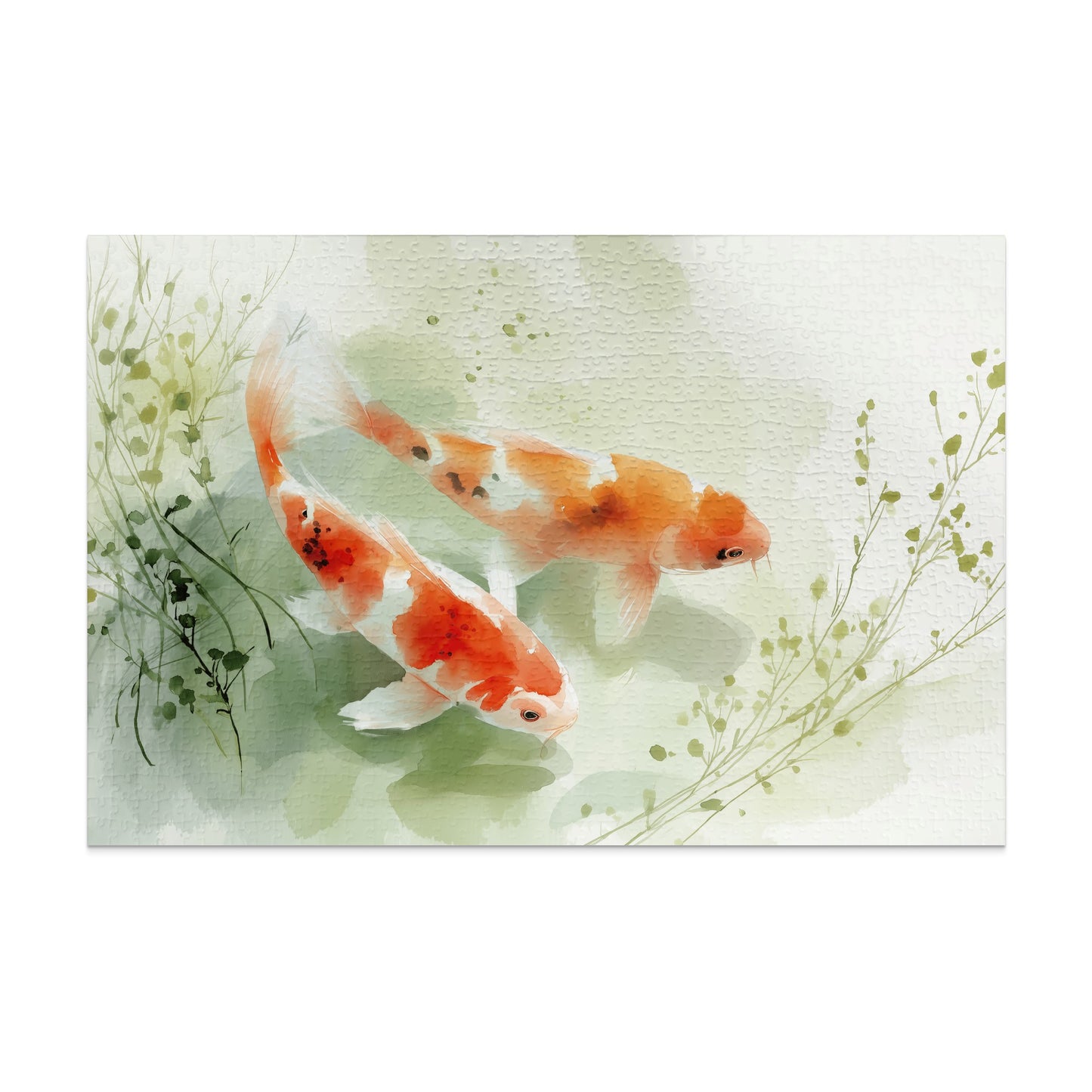 Two koi fish green plants watercolor product type