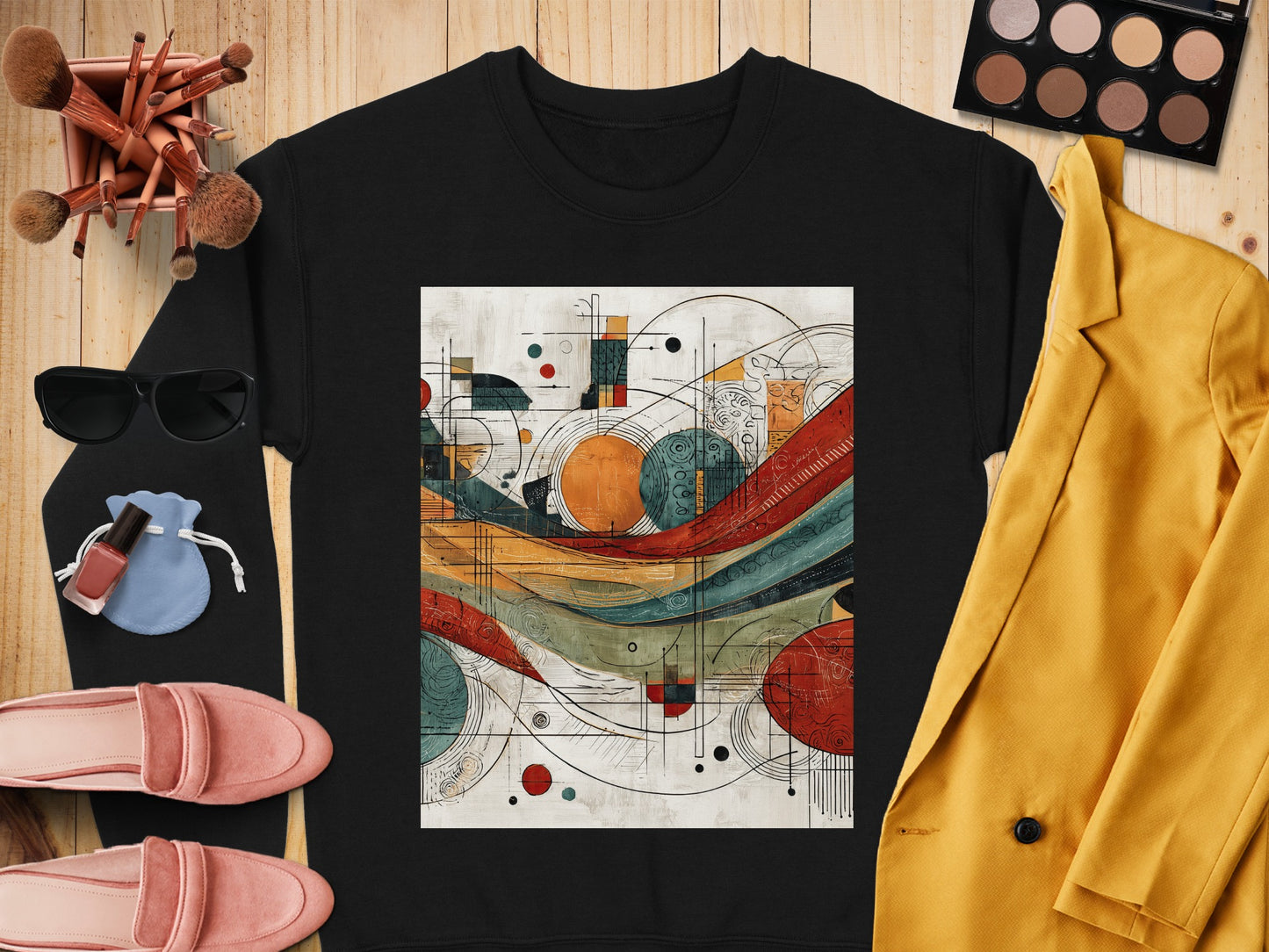 Black Sweatshirt Abstract Geometric Art Circles Lines product type
Sweatshirt, Crewneck, Pullover, Black, Abstract, Geometric, Art, Circles, Lines, Modern, Pattern, Contemporary, Graphic, Colorful, Artistic, Unique, Aesthetic, Statement, Fashion, Unisex